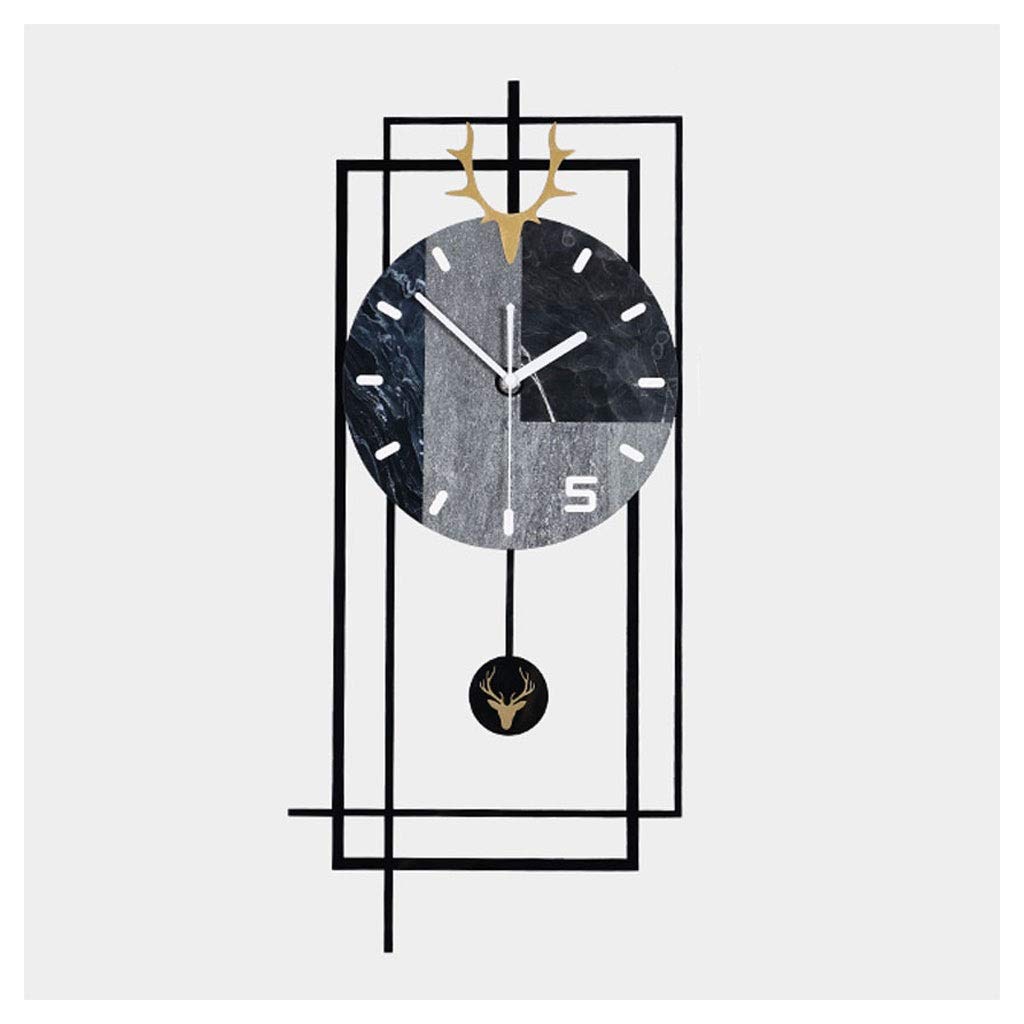 Large Gold Flake Deer Head Acrylic Wall Clock - Silent Non-Ticking Pendulum Wall Clock for Living Room, Bedroom & Office Decor - Elegant Home Decoration & Gift Idea