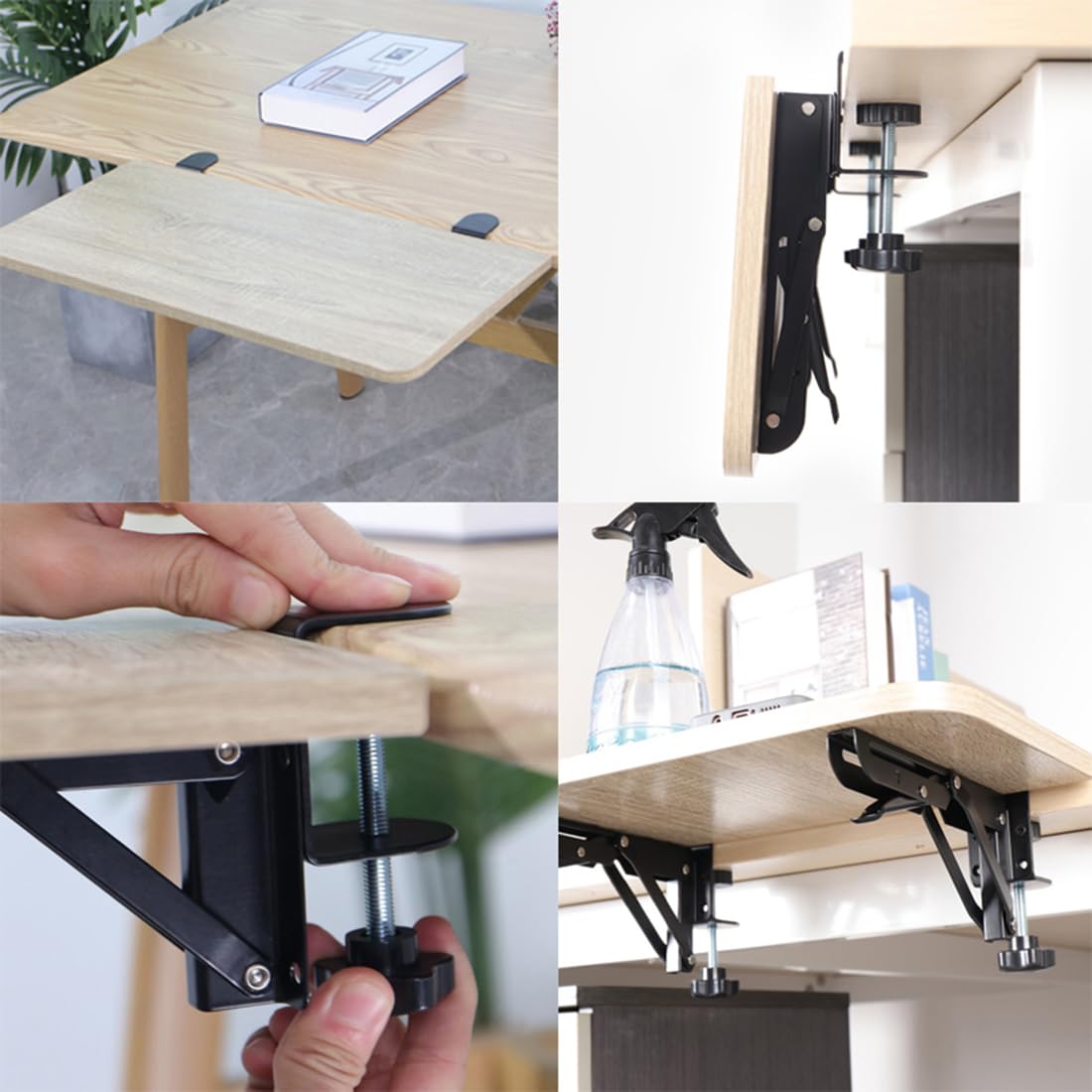 Adjustable Under Desk Keyboard Tray - Ergonomic Clamp-on Keyboard Holder with Extension Plate & Arm Rest | Space-Saving Desktop Organizer for Office, Gaming & Home Workspace (1 Set)