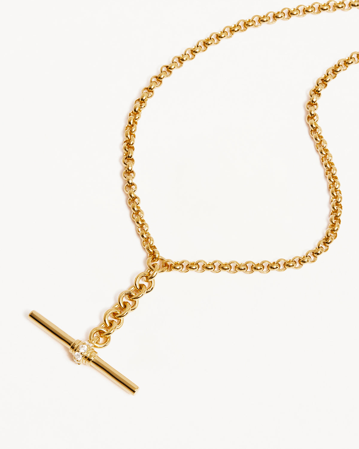 18K Gold Vermeil Muse Fob Chain Necklace for Women - Elegant Layering Necklace Jewelry Gift for Her - Perfect for Everyday Wear, Date Nights & Special Occasions