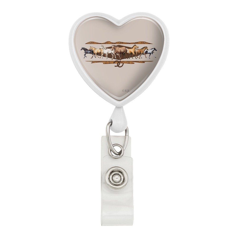 Western Southwestern Heart Design Retractable Lanyard with ID Badge Holder - Perfect for Cowboy Events, Rodeos & Western Themed Parties