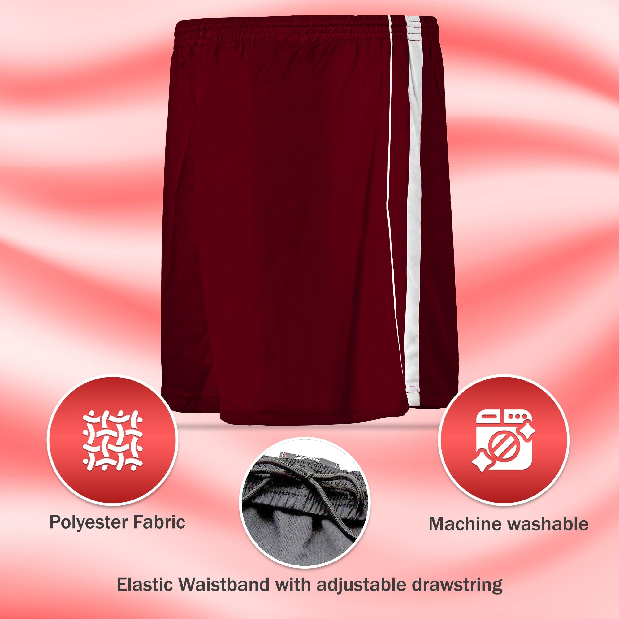 Vizari Youth Athletic Shorts - Breathable Polyester Sports Shorts for Boys & Girls | Ideal for Soccer, Gym Workouts, Running, and Active Play | Perfect for School PE, Team Sports, and Summer Camp Activities