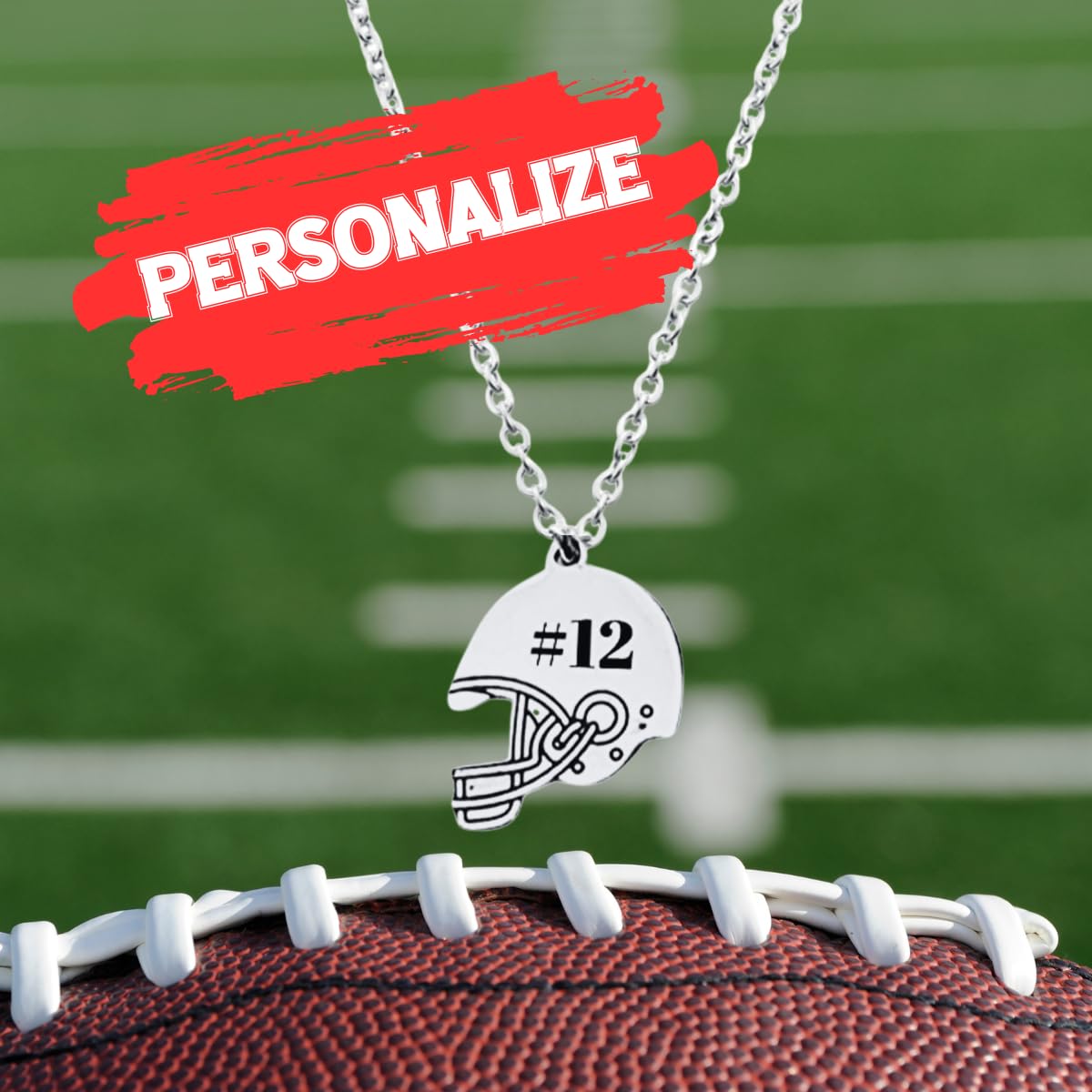 Personalized Engraved Football Mom Necklace with Player Numbers - Custom Football Jewelry Gift for Football Moms, Girlfriends & Fans - Perfect for Game Days, Mother's Day & Sports Appreciation