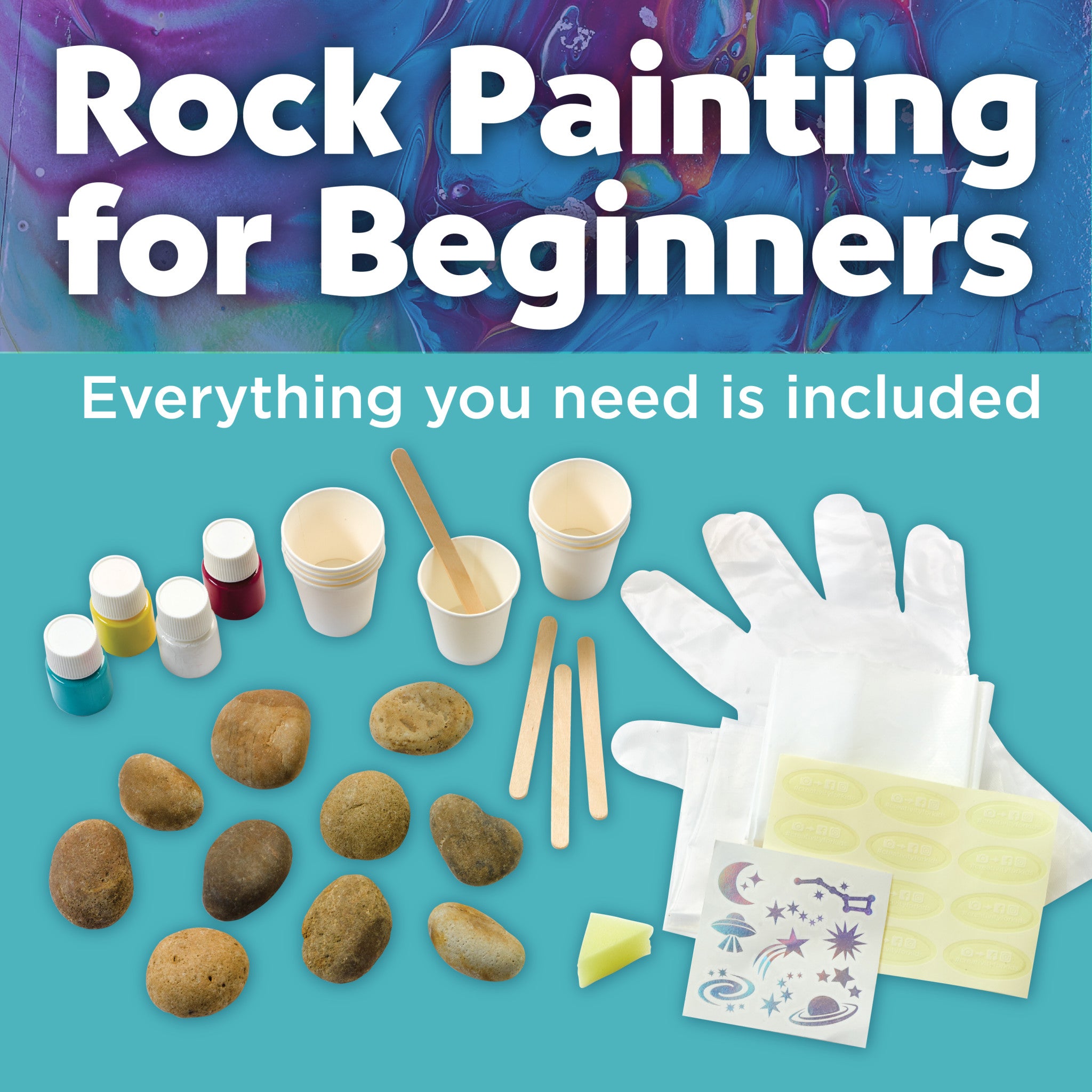 Hide & Seek Paint Pour Rocks - DIY Art Kit for Kids & Adults - Creative Rock Painting Supplies for Home Decor & Garden - Perfect for Family Activities & Craft Projects #6262000