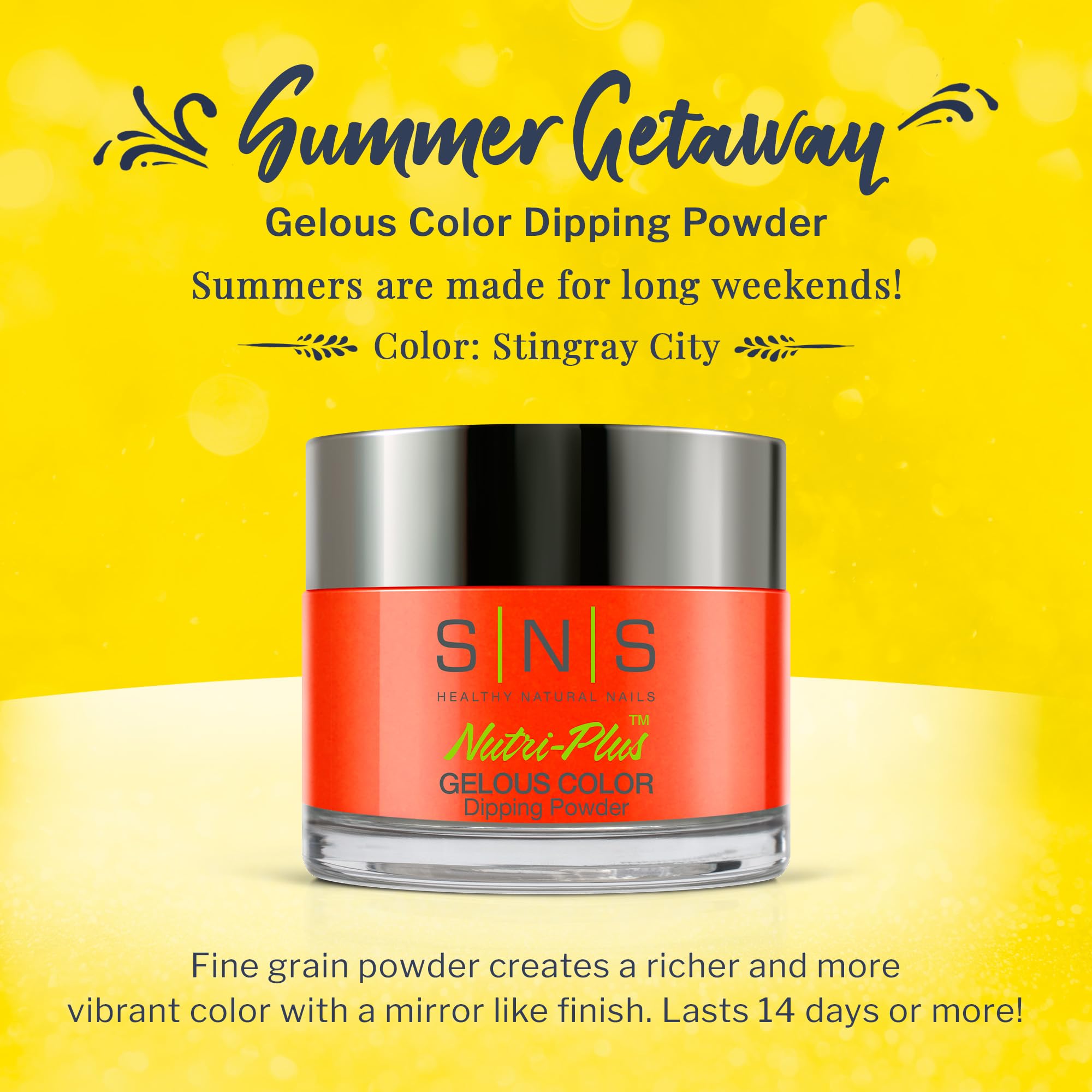 SNS Nail Dip Powder - Stingray City (Orange & Cream) - Long-Lasting 14-Day Gelous Dipping Powder for Nails - Low Odor, No UV Lamp Required - 1oz - Perfect for Home Manicures, Salon Nails & DIY Nail Art