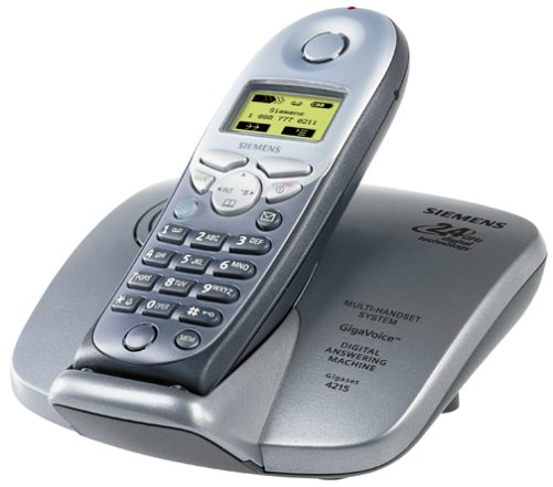 Siemens Gigaset 4215 2.4GHz DSS Expandable Cordless Phone with Answering System - Silver & Black - Ideal for Home & Office Communication