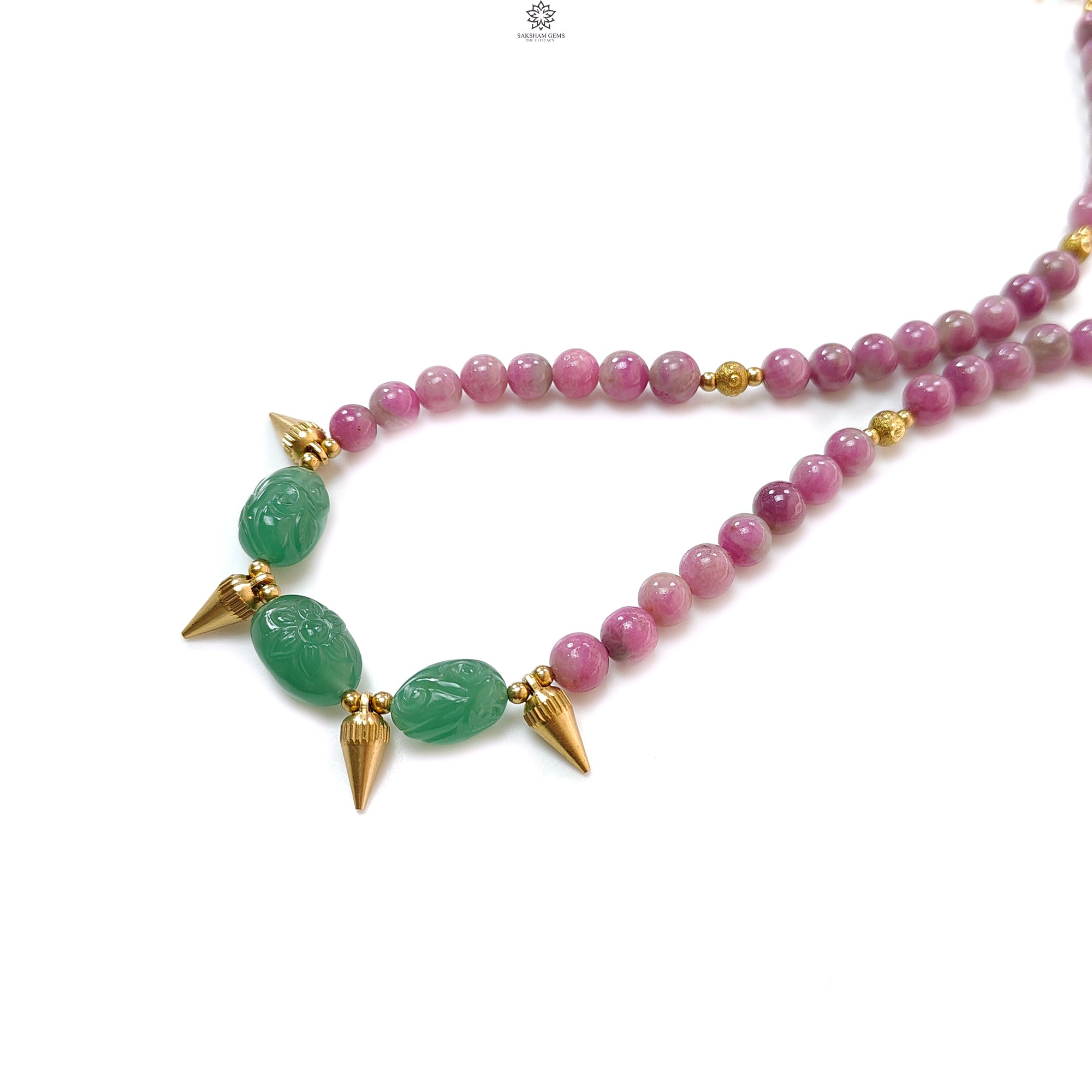 Bi-Color Ruby & Zoisite Jewelry Set - 285.90cts Natural Untreated Ruby Earrings & Necklace, 8mm Mystique Jade Round Brass Jewelry for Women | Perfect for Weddings, Parties & Special Occasions