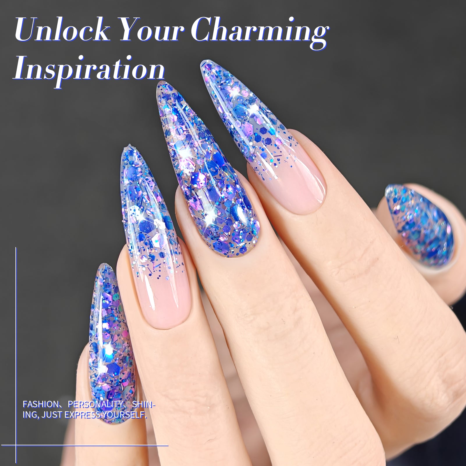 Purple Glitter Gel Nail Polish with Sequins - 15ml Crape Myrtle Shade SG12 for Professional Salon & DIY Manicure at Home