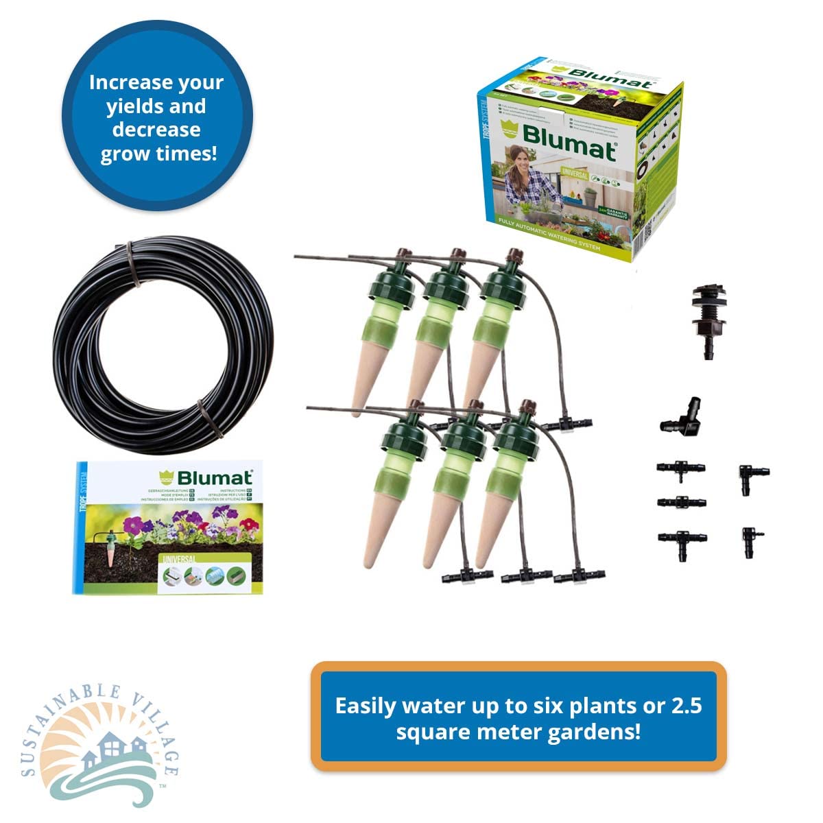 Tropf-Blumat Small Box Kit Automatic Watering System for 6 Plants - Sustainable Outdoor Irrigation for Garden, Patio, Hanging Baskets, Raised Beds & Greenhouses | Perfect for Vacation Homes & Drought-Prone Areas