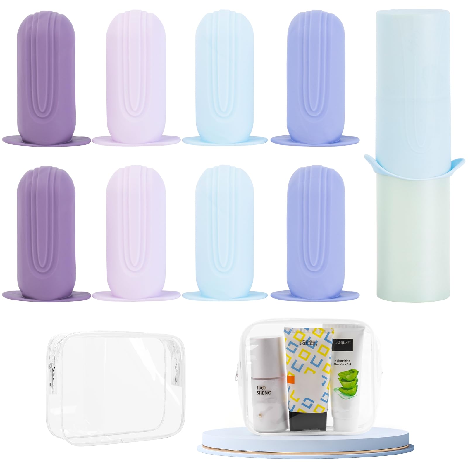 Leakproof Travel Bottle Covers with Elastic Lids - Secure Cosmetic Containers for Toiletries | Prevent Leakage in Luggage | Perfect Travel Accessories for Vacation, Business Trips & Camping Essentials