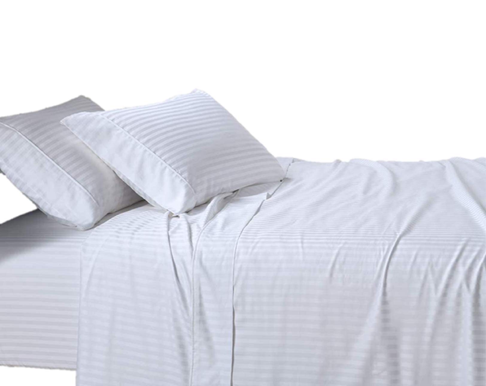 Premium Twin Size Sheets Set - 4 Piece Ultra Soft Bedding with Deep Pockets | Breathable Cooling Hotel Luxury Sheets | Perfect for Guest Rooms, Dorms & Cozy Bedrooms (White Stripe)
