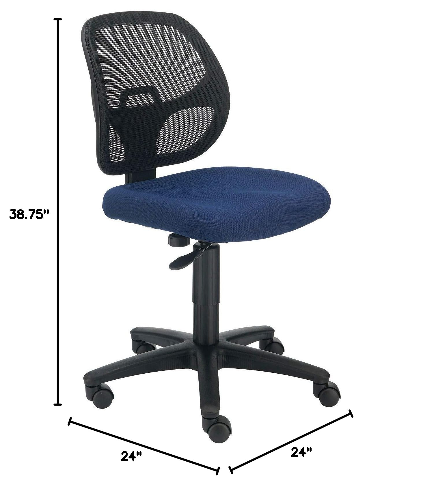 Ergonomic Armless Mesh Office Chair with Breathable Fabric - Adjustable Height, Swivel & Rolling for Comfort - Ideal for Home Office, Conference Rooms & Workspaces - Blue
