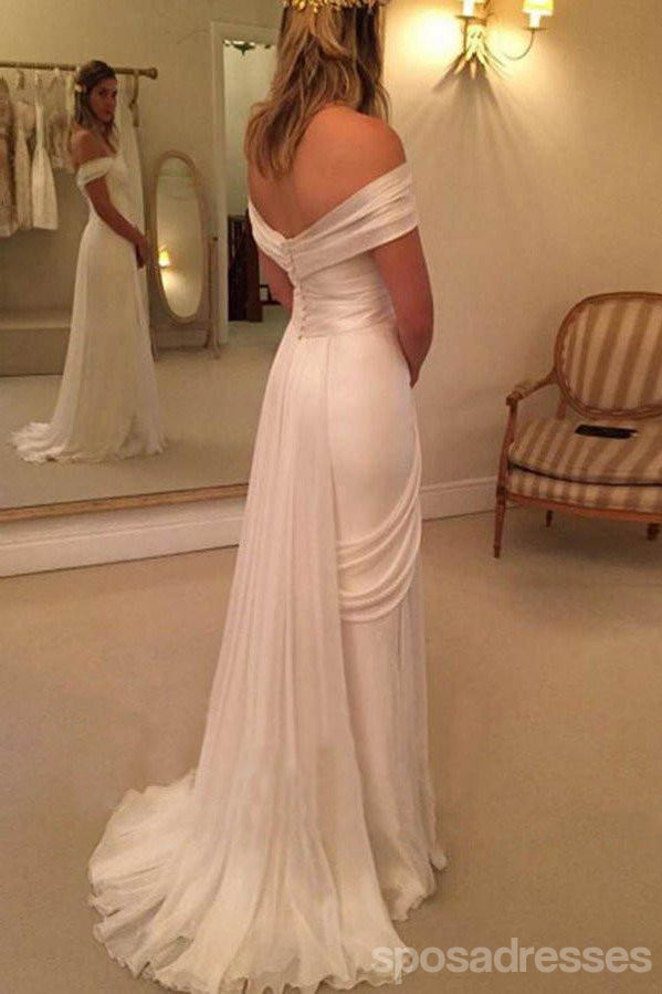 Elegant Off Shoulder Side Split Beach Wedding Dresses - Long Custom Wedding Gowns for Brides - Perfect for Beach Weddings, Destination Elopements & Summer Bridal Fashion