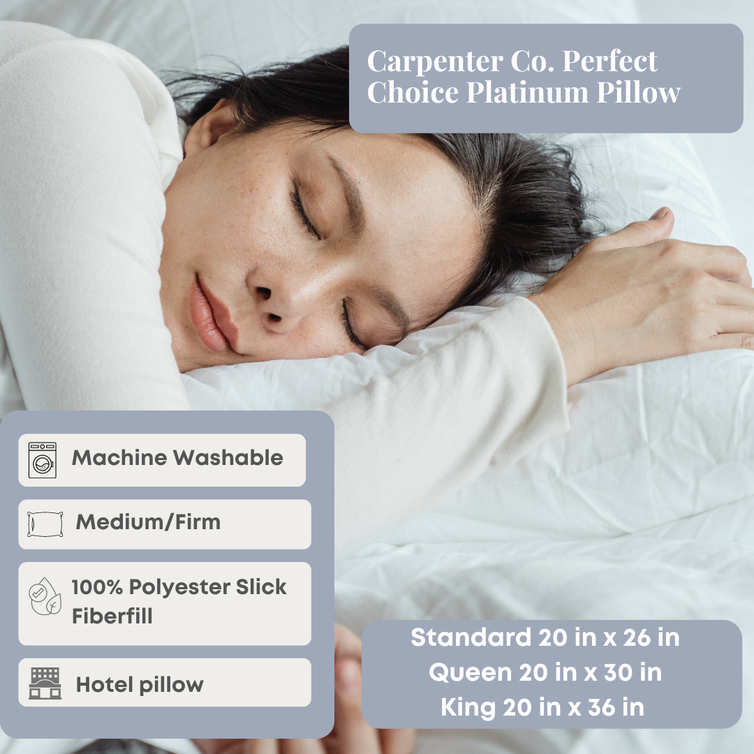 Carpenter Co. Perfect Choice Platinum Pillow - Standard Size for Side & Back Sleepers - Ultra Soft Support for Neck & Shoulder Pain Relief - Bedroom & Travel Essential