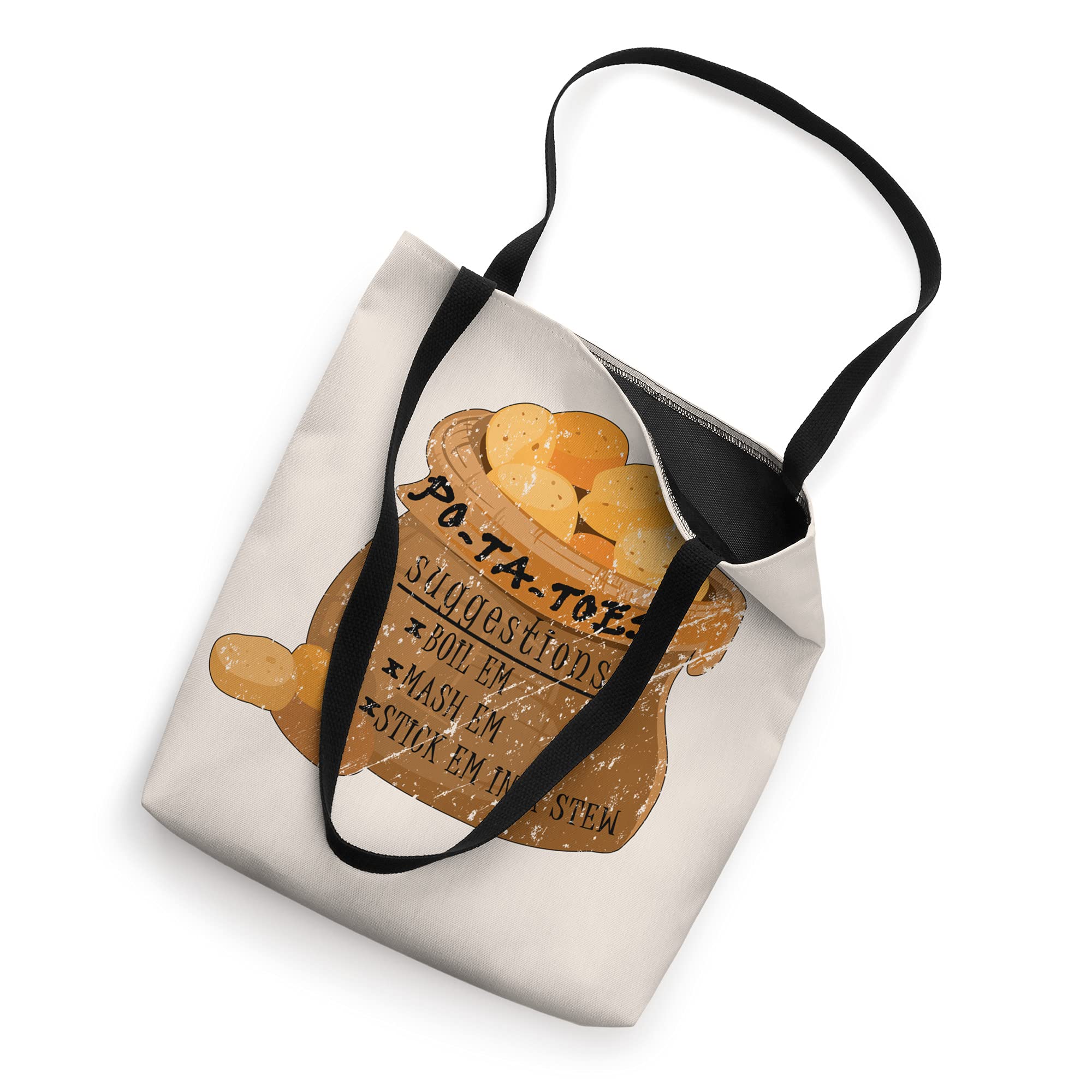 Funny Lord of the Rings Potatoes Quote Tote Bag - Boil Em Mash Em Stick Em in a Stew - Novelty Grocery Shopping Bag for Fans & Book Lovers