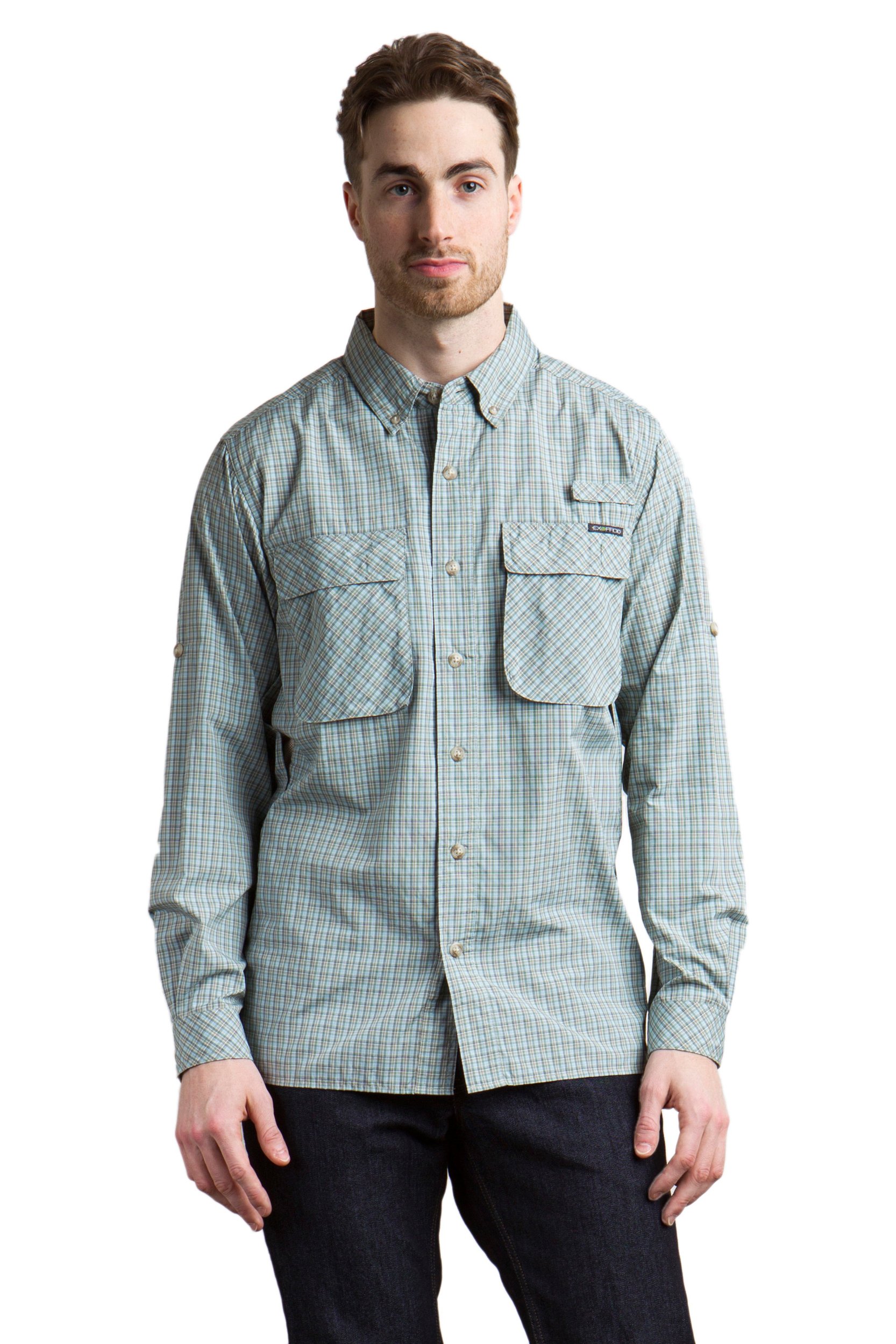 ExOfficio Men's Air Strip Micro-Plaid Long-Sleeve Shirt - Lightweight Travel & Hiking Shirt for Outdoor Adventures