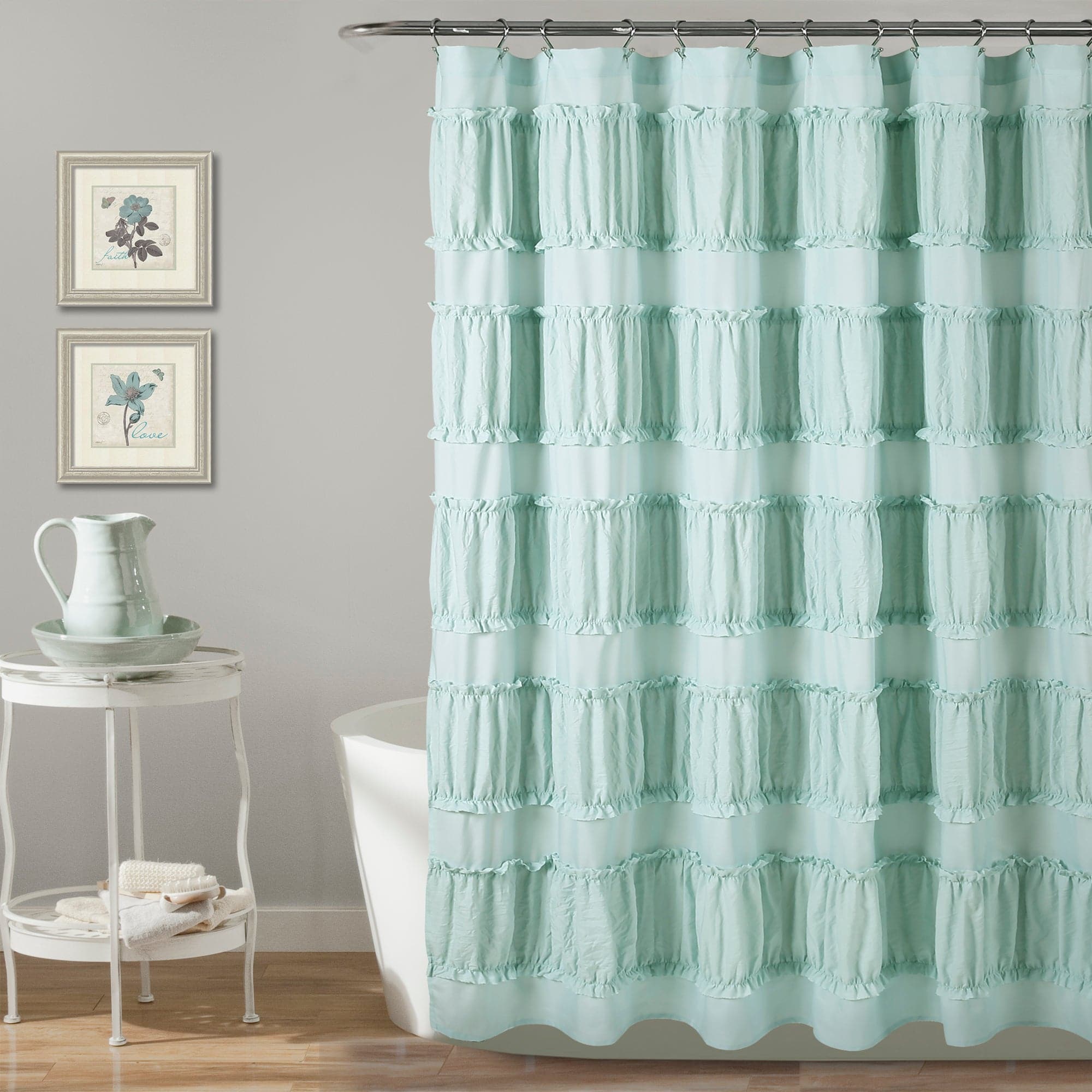 Nova Ruffle Shower Curtain - Waterproof Bathroom Decor with Elegant Ruffles for Modern Home, Perfect for Bathroom, Guest Room, and Spa Retreat