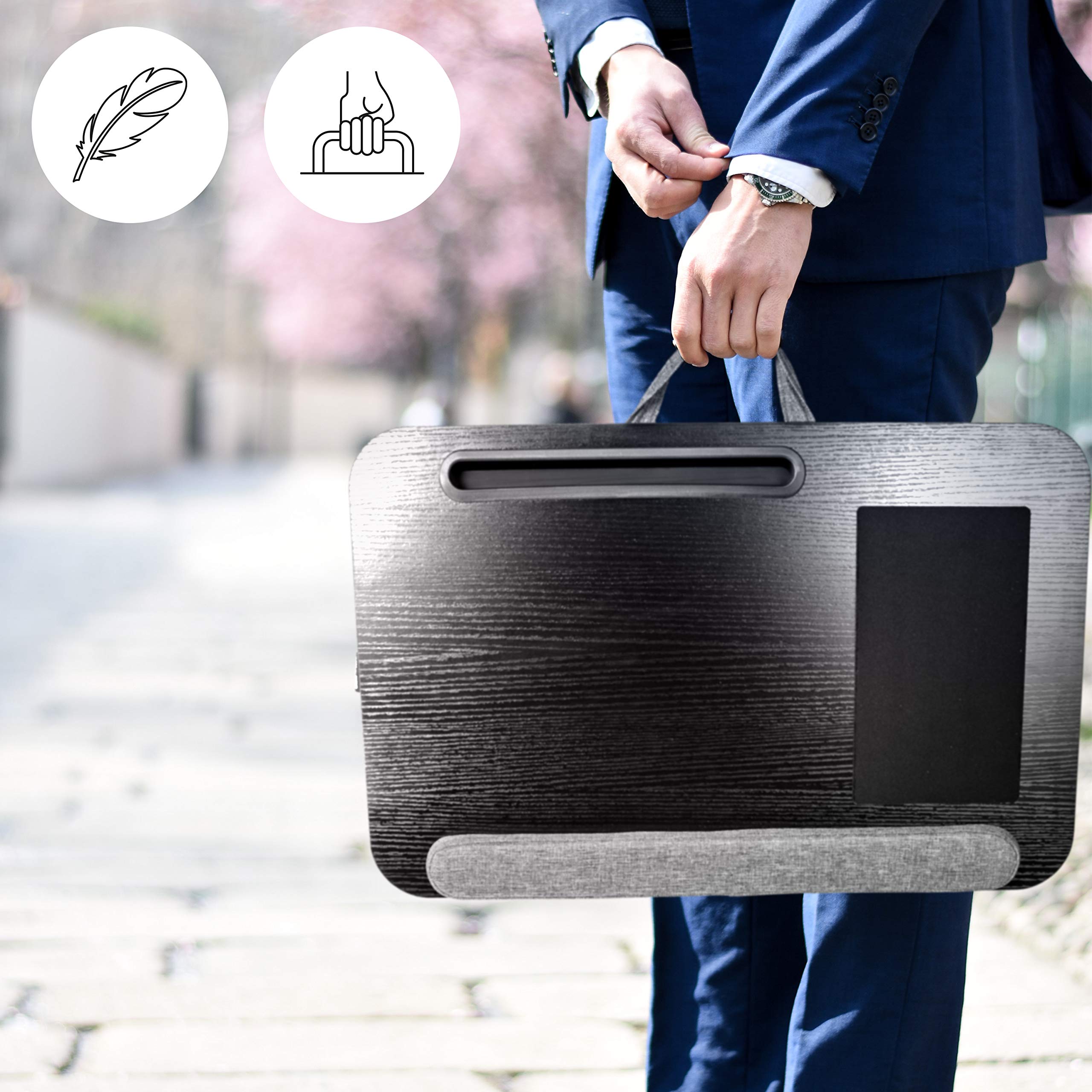 Ergonomic Laptop Tray with Cushion - Portable Lap Desk for Home, Office & Bed - Durable Laptop Stand with Handles for Work, Gaming & Studying | Perfect for Remote Work, Online Classes & Cozy Movie Nights