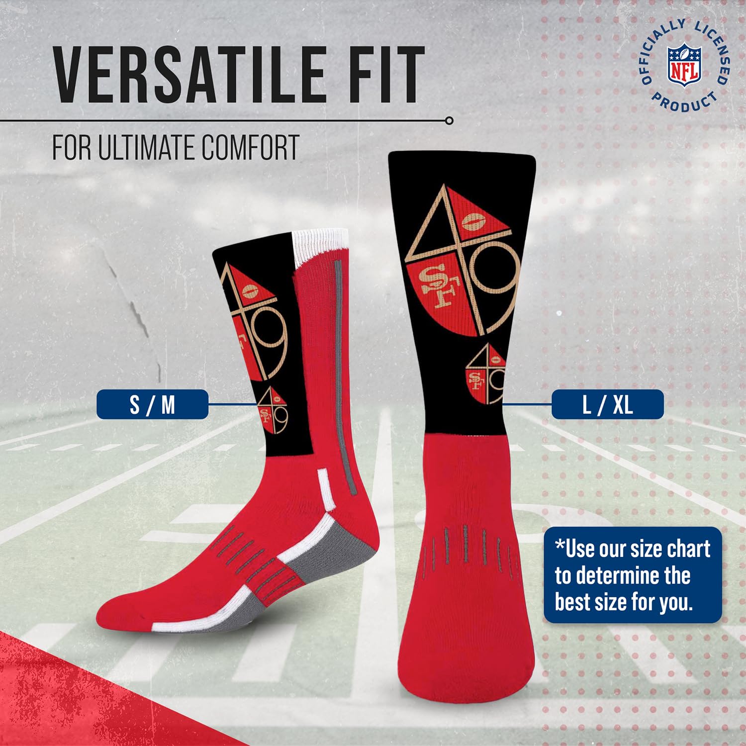 NFL Team Logo Adult Crew Socks for Men - Machine Washable, Warm & Cold Weather Comfort - Perfect for Game Day, Sports Events, and Casual Wear
