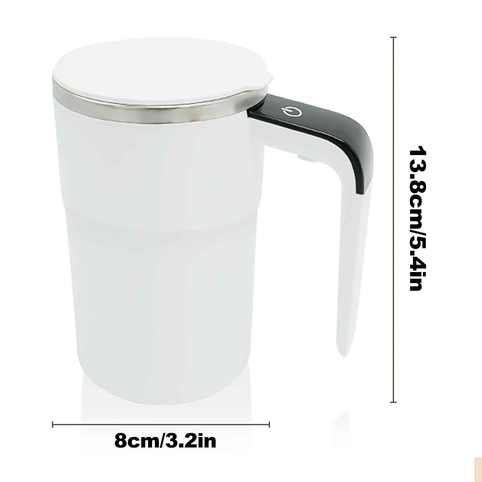 2025 New Electric Magnetic Self Stirring Coffee Mug with Lid & Digital Display - Rechargeable Automatic Stirring Mug for Coffee, Tea, Hot Chocolate - Perfect for Office, Home, Travel & Gifts (White)
