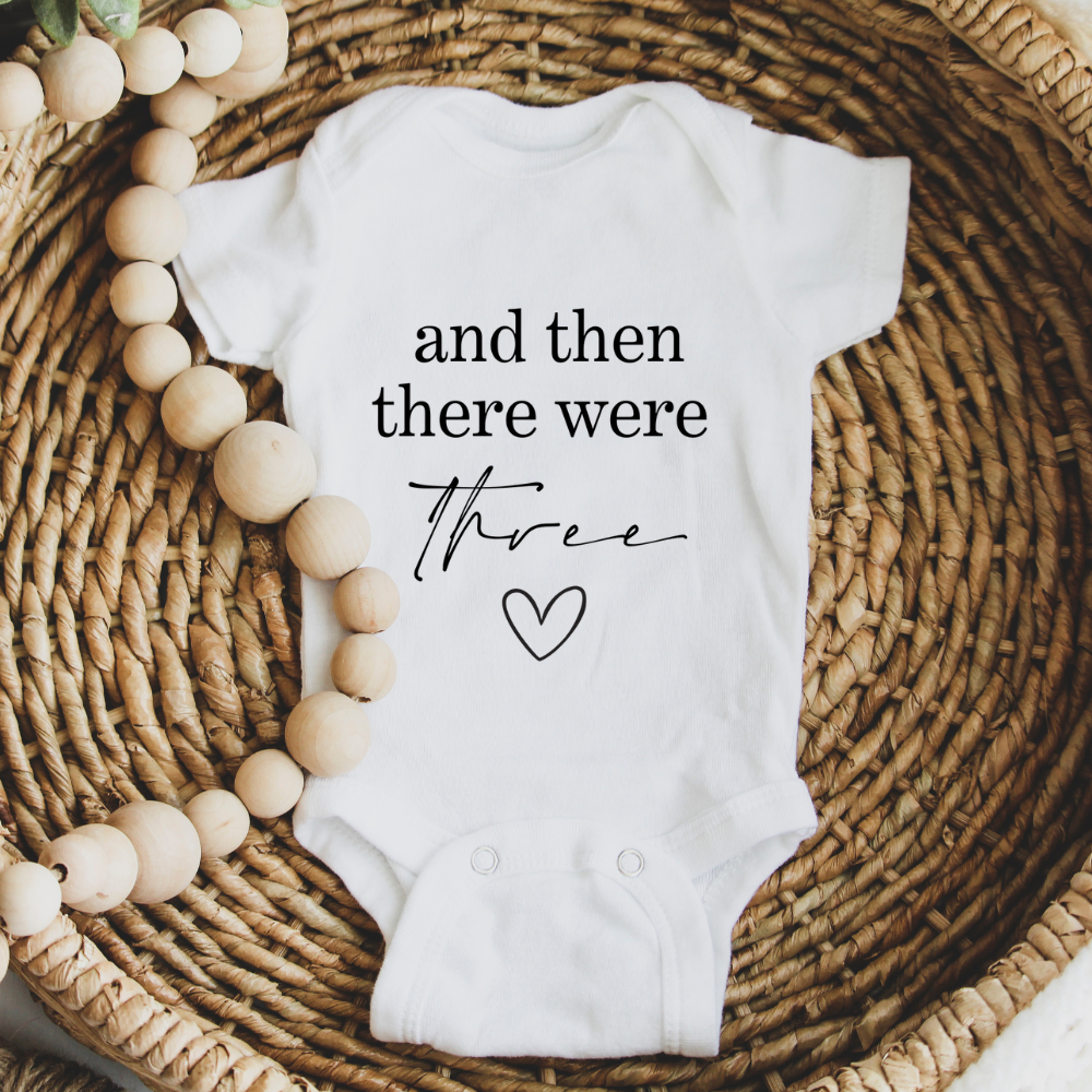 Then There Were Three Baby Vest - Soft Cotton Infant Bodysuit for Newborns & Toddlers - Perfect for Everyday Wear, Playtime & Photo Shoots