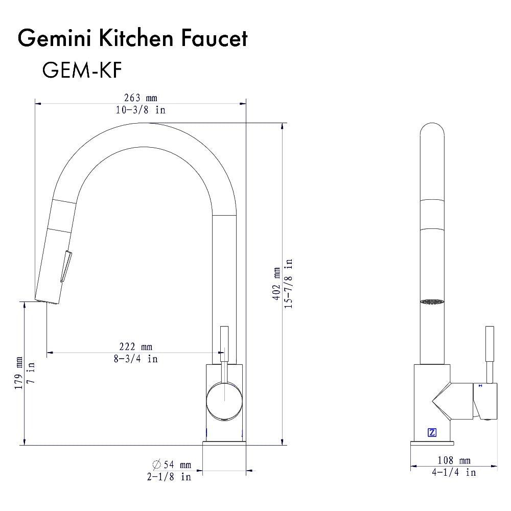 ZLINE Gemini Pull Down Single Handle Kitchen Faucet in Polished Gold - Modern Touchless Design for Easy Cooking & Dishwashing (GEM KF PG)