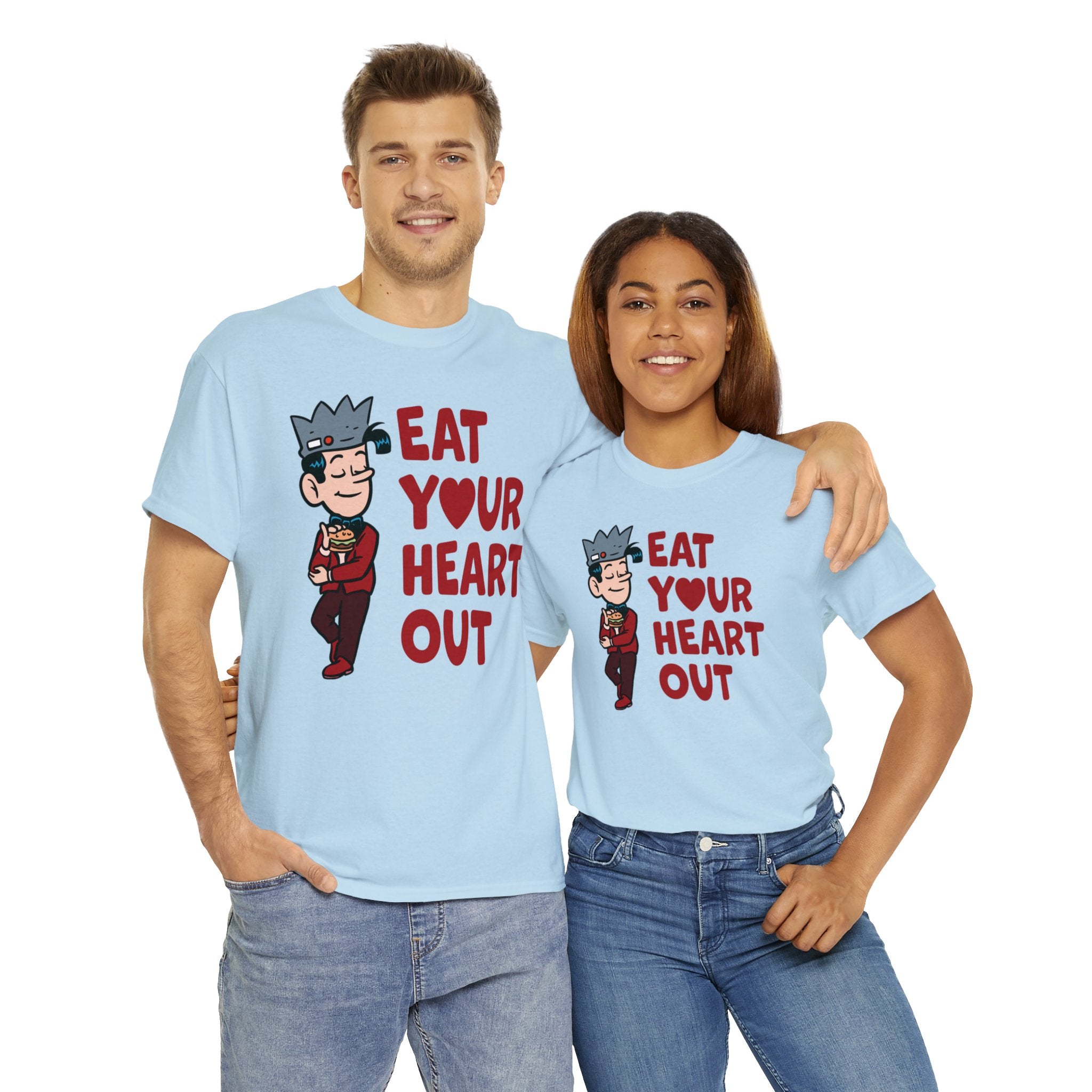 Jughead Eat Your Heart Out Graphic T-Shirt - Unisex Heavy Cotton Tee in 12 Colors | Bite Size Jughead Design | Casual Wear & Archie Comics Fan Merchandise