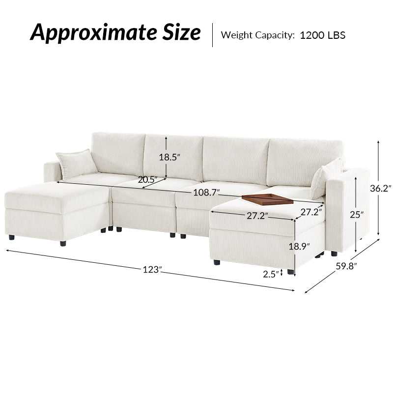 Amando Soft Storage Sectional Sofa - Modern L-Shaped Couch with Hidden Storage | Perfect for Small Spaces, Living Room & Apartment | Comfortable & Stylish Home Furniture