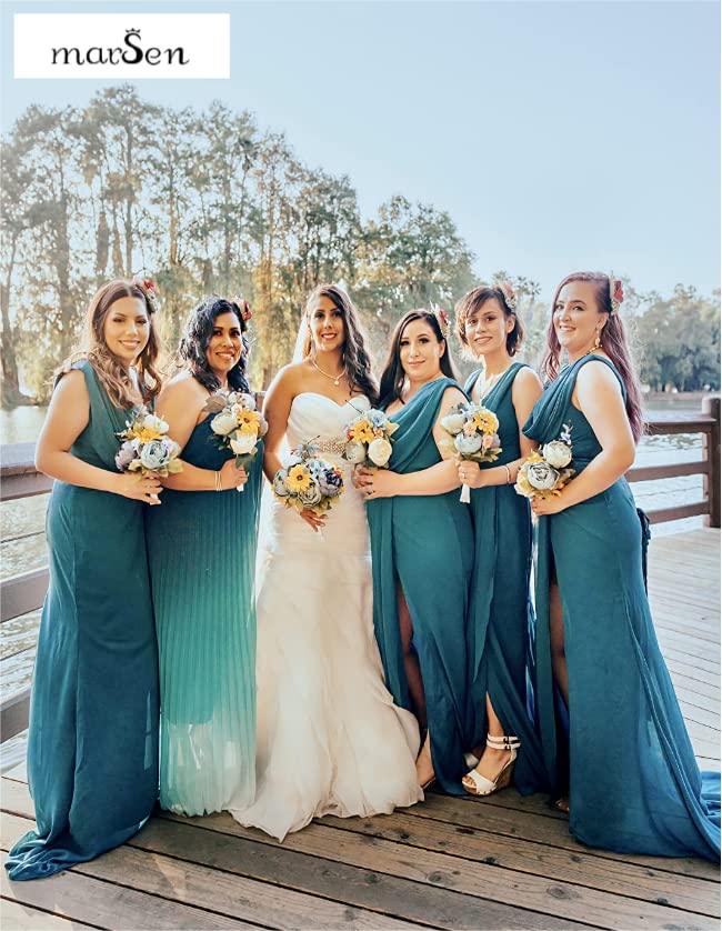 Elegant Lavender V-Neck Chiffon Bridesmaid Dress with Thigh Slit - Formal Evening Gown for Weddings, Prom & Special Occasions - Size 4 | Perfect for Wedding Parties, Cocktail Events & Formal Dinners
