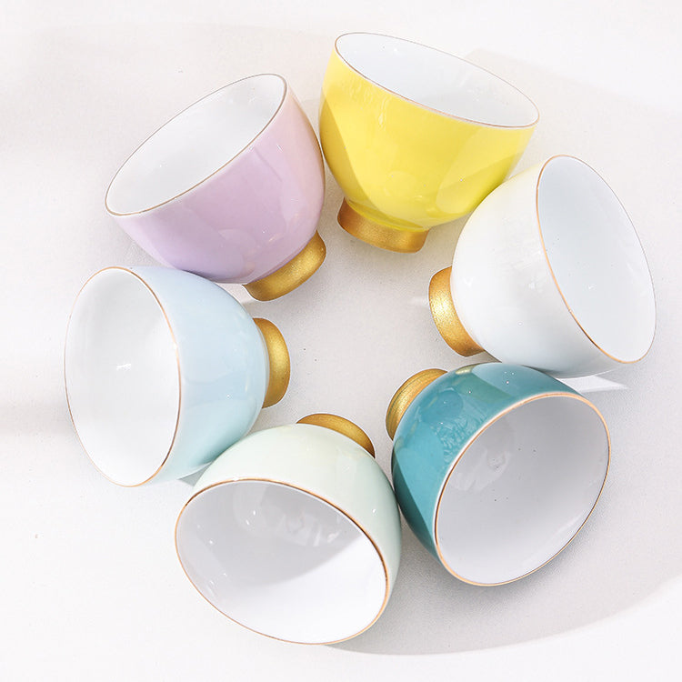 Premium Ceramic Morandi Kung Fu Tea Cup Set - 6 Piece Handcrafted Chinese Tea Cups for Gongfu Tea Ceremony, Home Decor & Gift Giving