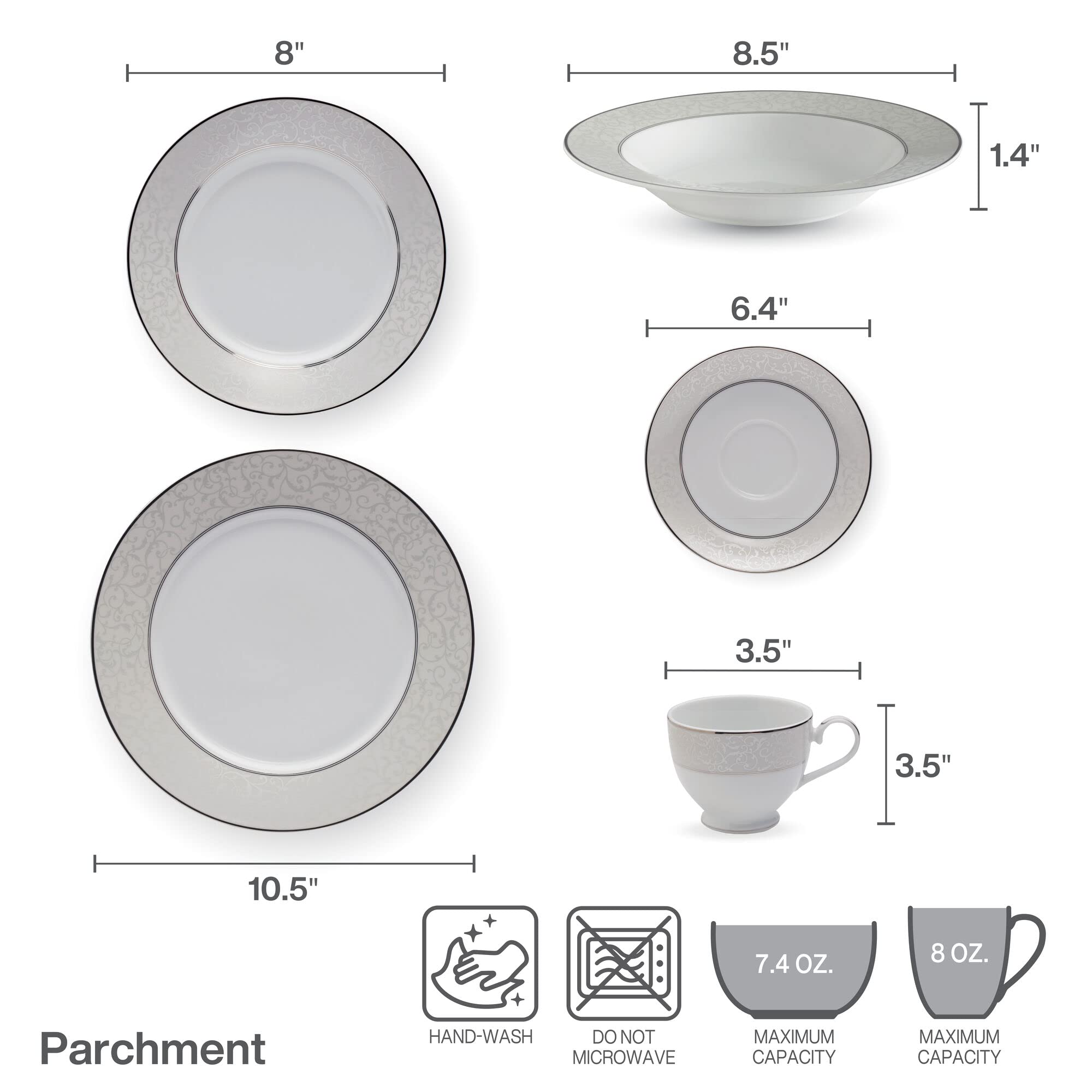 Mikasa Parchment 40-Piece Dinnerware Set - Service for 8 - Elegant Stoneware Plates, Bowls & Mugs - Perfect for Family Dinners, Holiday Entertaining & Restaurant-Style Dining