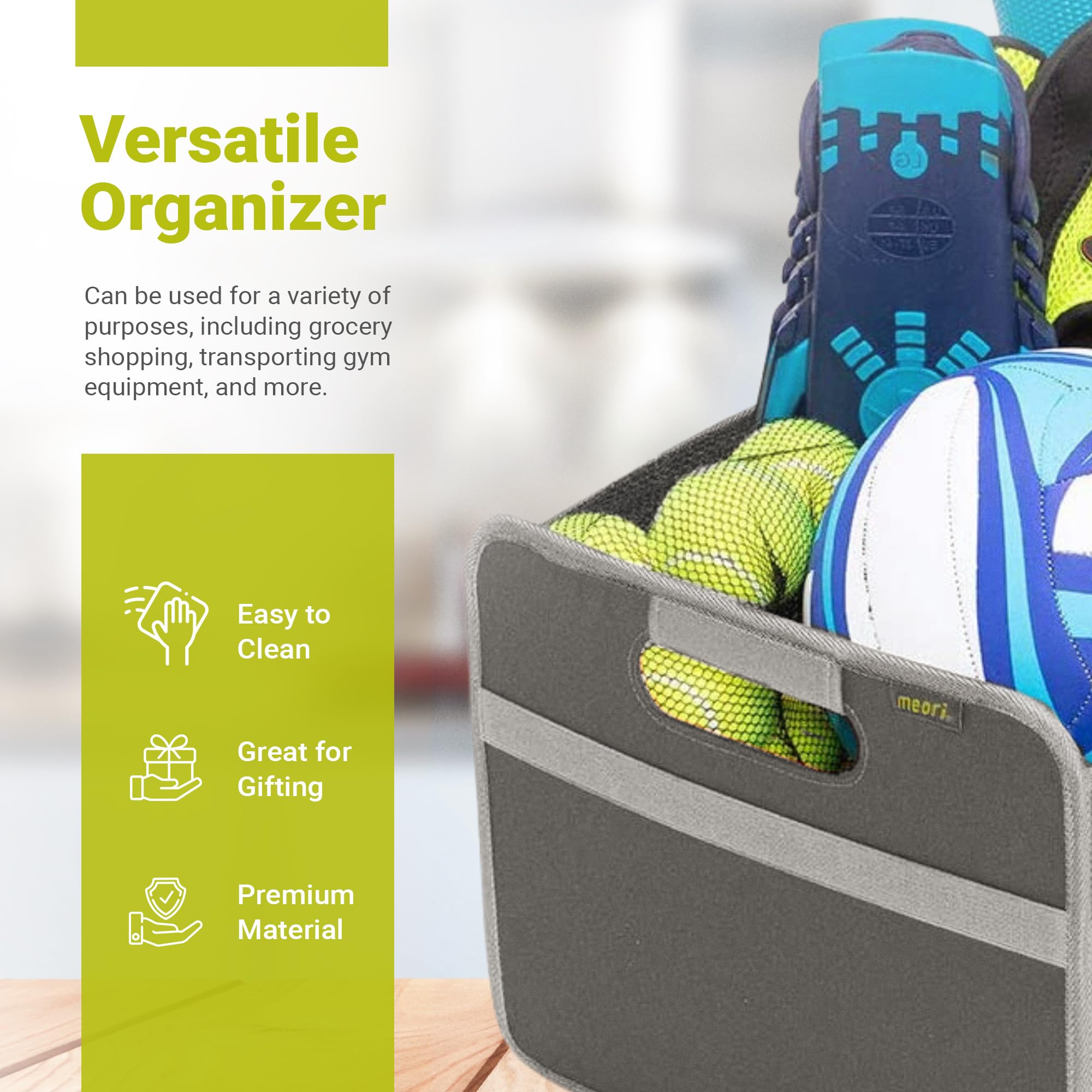 Meori Collapsible SUV Trunk Organizer - 2 Compartments for Groceries & Storage