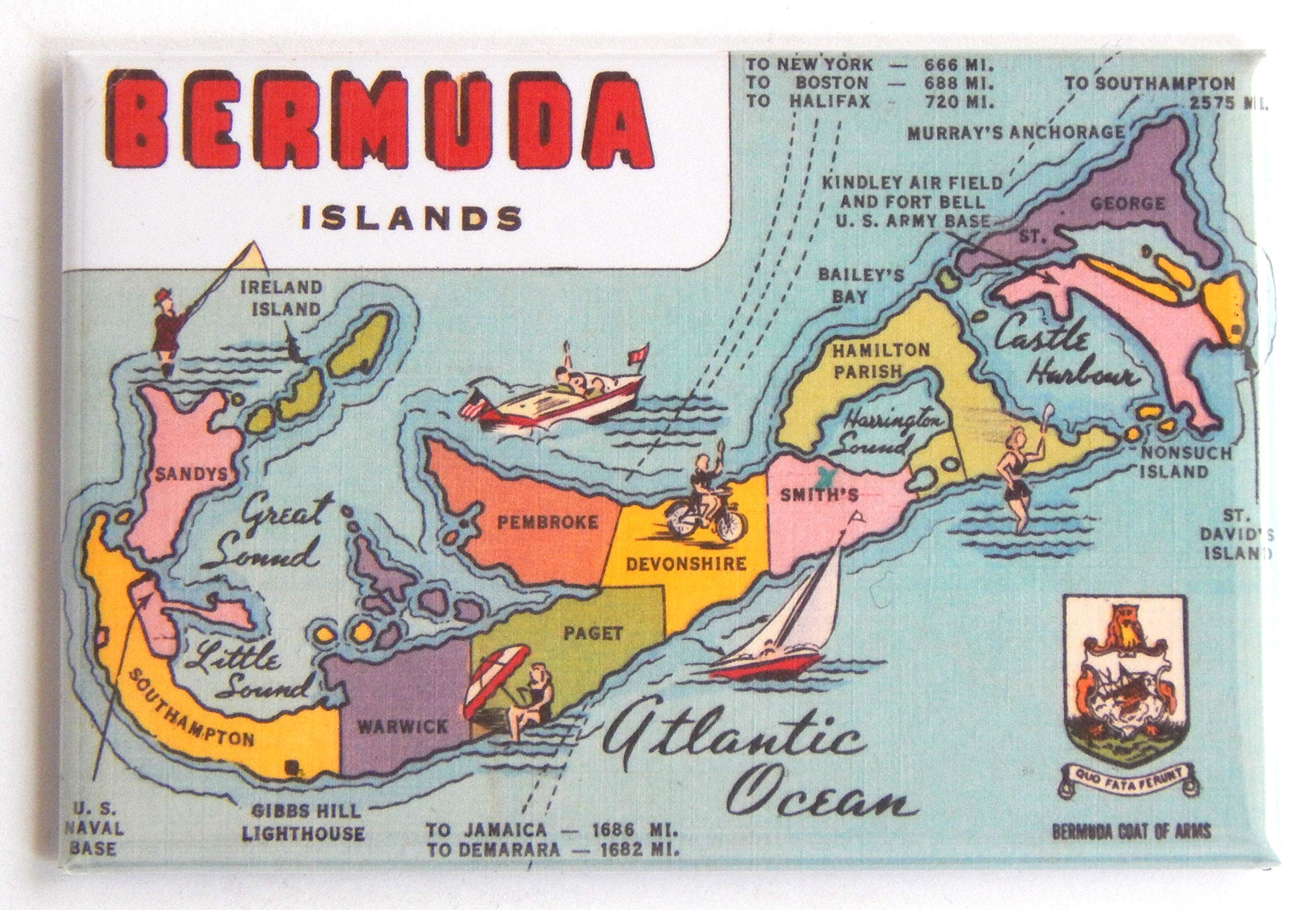 Bermuda Map Fridge Magnet - 2 x 3 Inches Travel Souvenir & Decorative Gift for Home, Office, or Vacation Memories