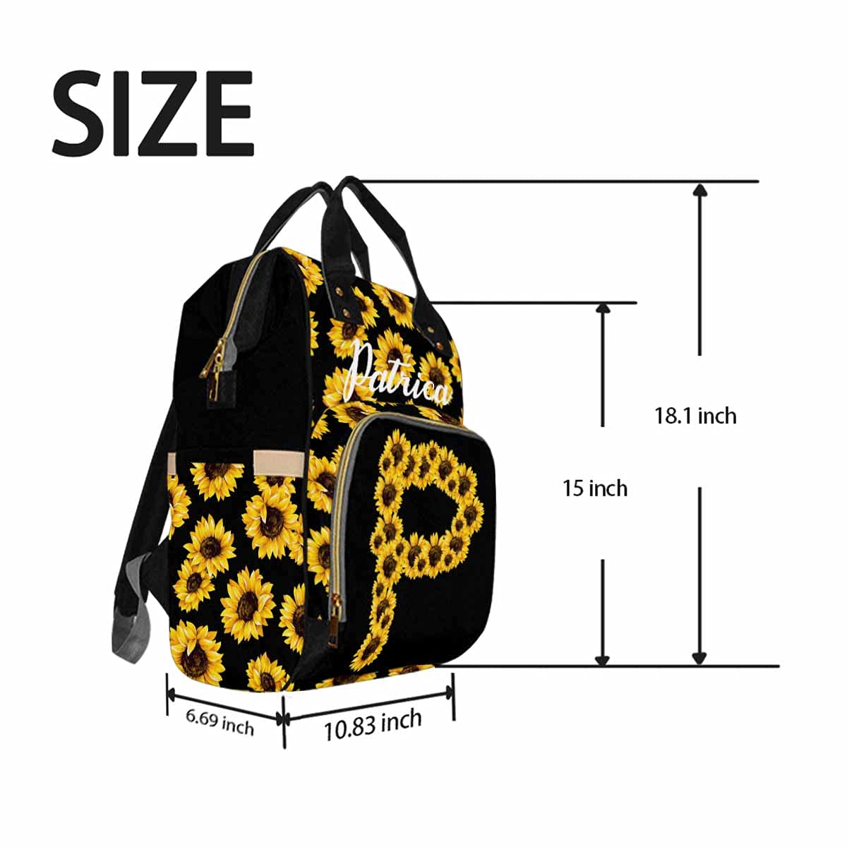 **Personalized Sunflower Diaper Bag for Mom - Custom Waterproof Nursing Tote for Baby Boys & Girls - Multifunctional Baby Essentials Organizer - Perfect for Travel, Outings & Baby Showers**