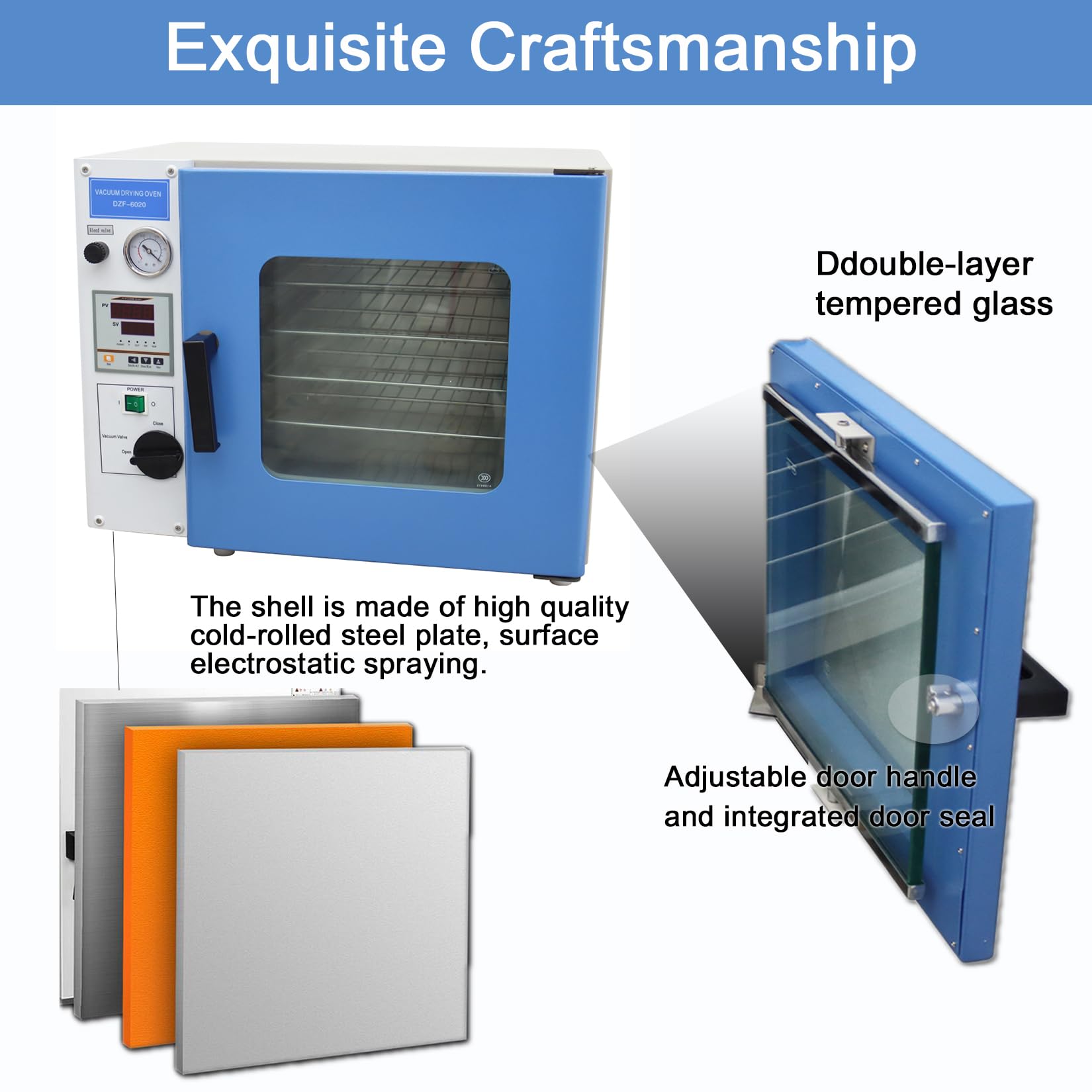1.9 Cu Ft Digital Vacuum Drying Oven for Lab Use - 110V, 122-482°F Temperature Control | Heat Treat & Vacuum Drying Equipment for Laboratories, Research & Industrial Applications