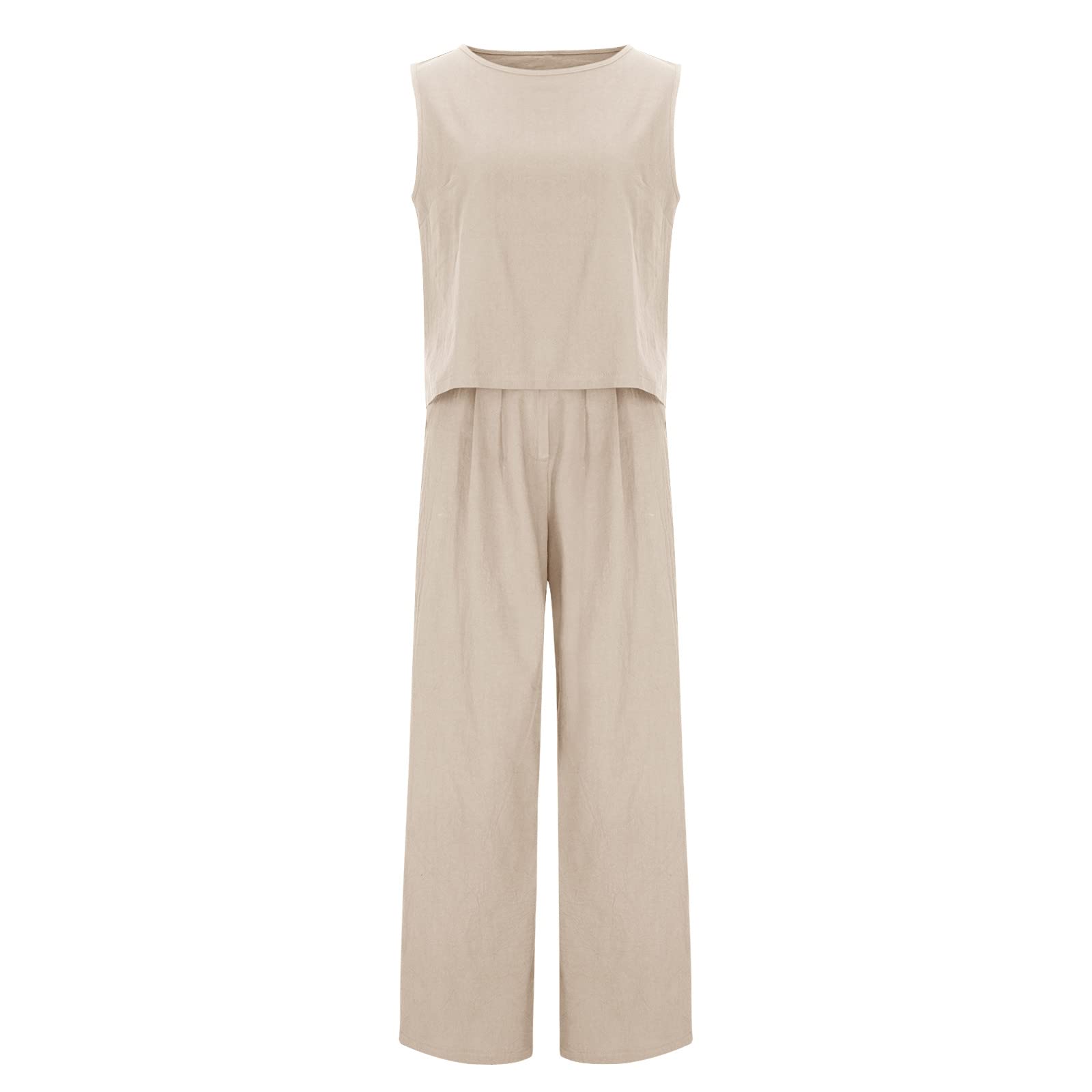 Women's 2-Piece Summer Outfits - Sleeveless Tank & Jogger Set for Lounge & Travel