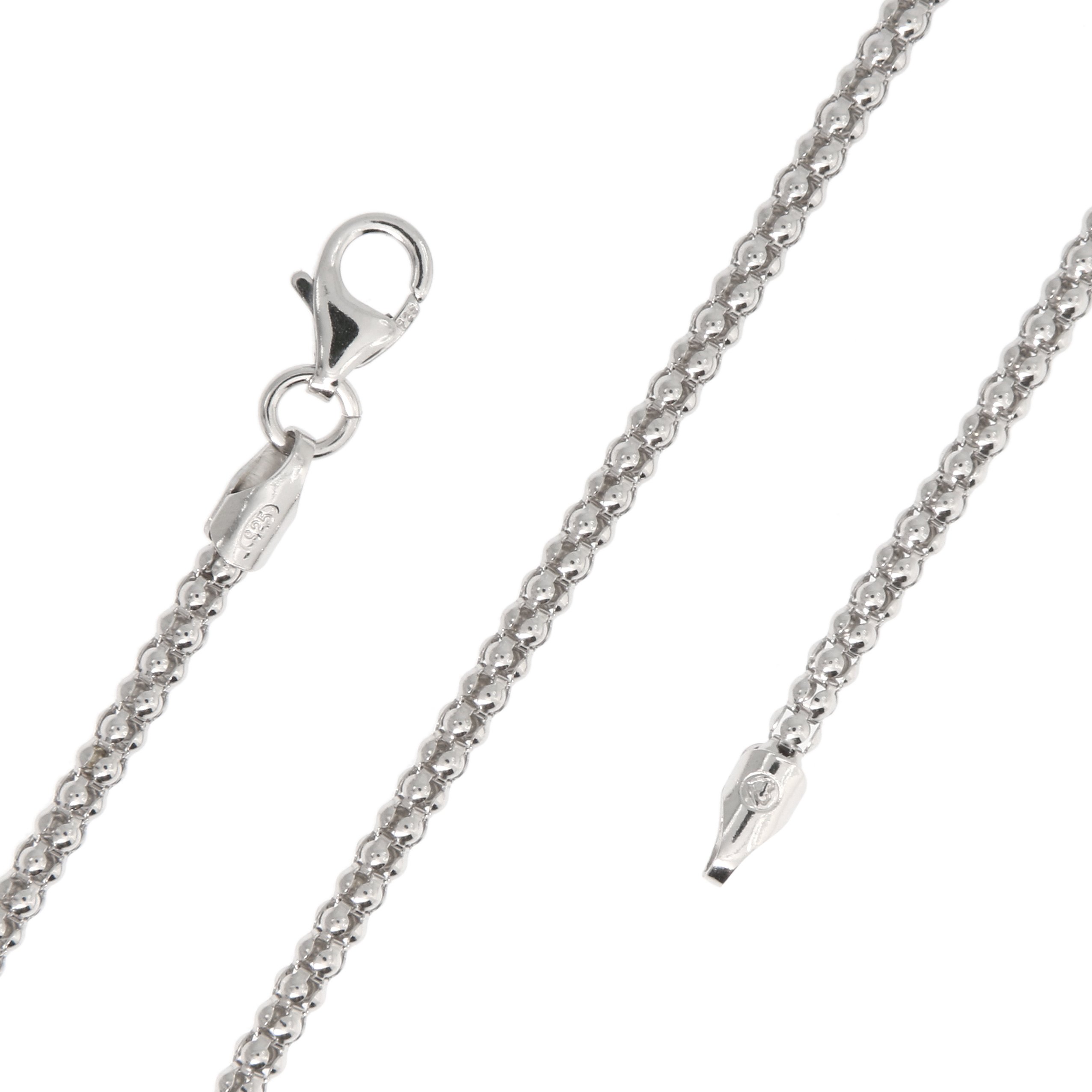 LGU 2.5mm Oxidized Sterling Silver Popcorn Chain Necklace for Women - Trendy Layered Jewelry for Everyday Wear & Special Occasions
