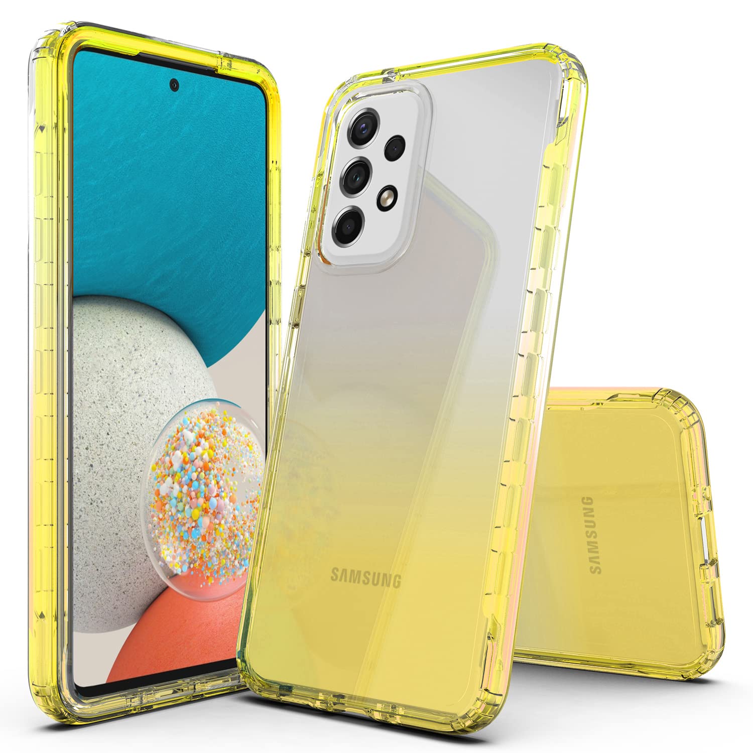 Rosebono Samsung Galaxy A33 5G Case - Hybrid Gradient Transparent Clear Protective Cover with Shock Absorption (Yellow) | Slim Fit, Scratch Resistant | Perfect for Daily Use, Travel & Outdoor Activities