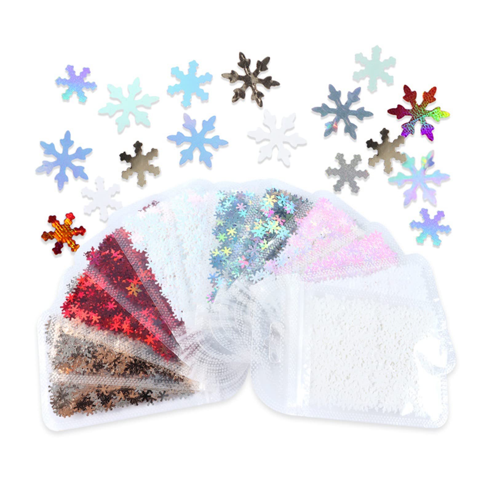 Passion Nails Christmas Snowflake Nail Art Kit - White Winter Snowflake Sequins, Rhinestones & Nail Decorations for Holiday Manicures | Perfect for DIY Nail Art, Christmas Parties & Gift Giving