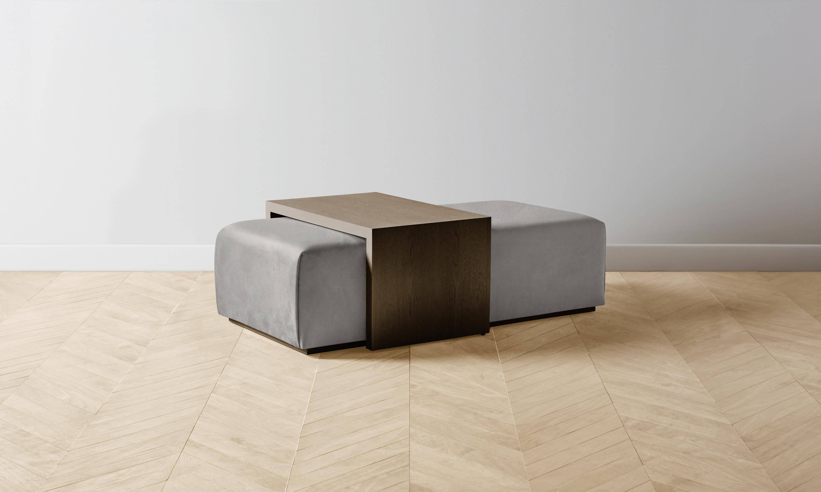 The Bowery Ottoman - Premium Nubuck Leather Footstool in Asphalt Gray | Perfect for Living Room, Bedroom & Home Office Decor