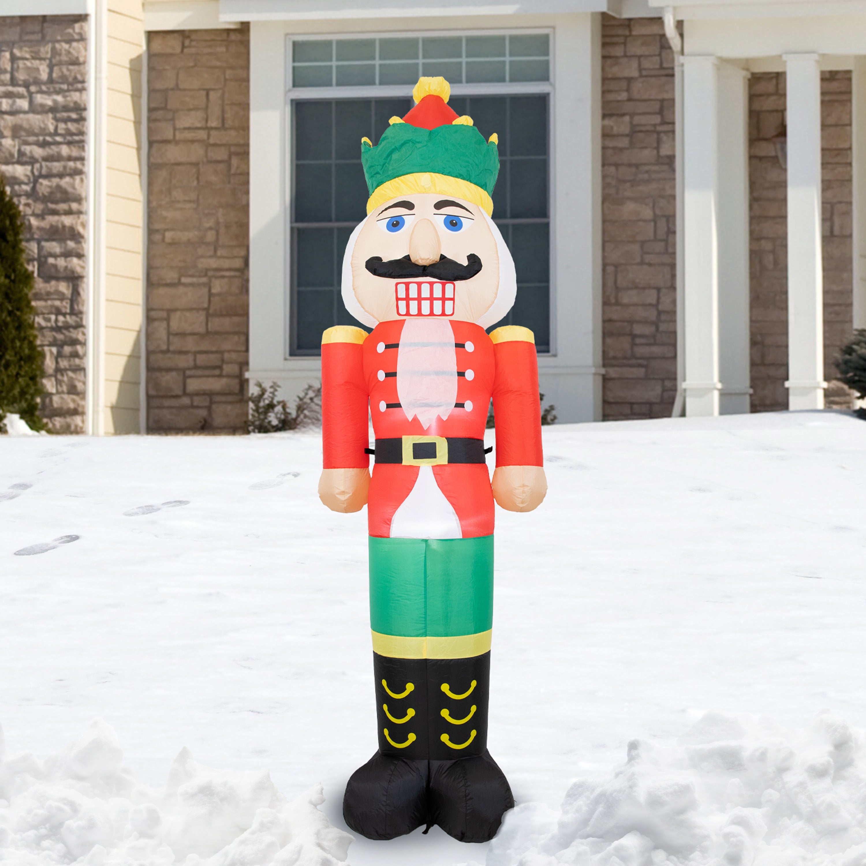 Sunnydaze 8-Foot Nathaniel the Nutcracker Inflatable Outdoor Christmas Decoration for Yard, Lawn, and Holiday Party Decor