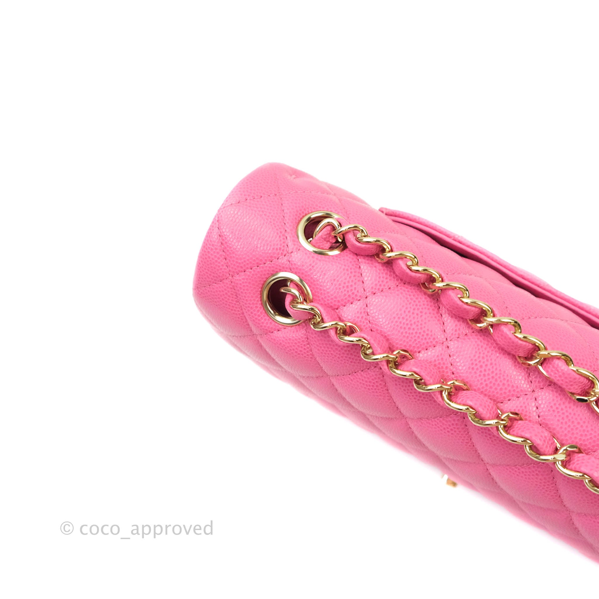 Chanel Classic Medium Double Flap Bag in Pink Caviar Leather with Gold Hardware - Perfect for Date Night & Special Occasions