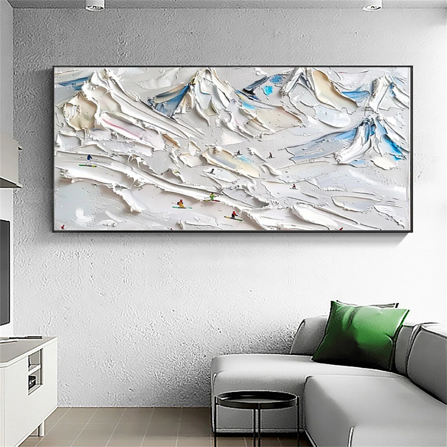 SP054 Textured Skiing Sport Art Painting Canvas - Perfect for Home Decor, Office Wall Art & Winter Sports Enthusiasts