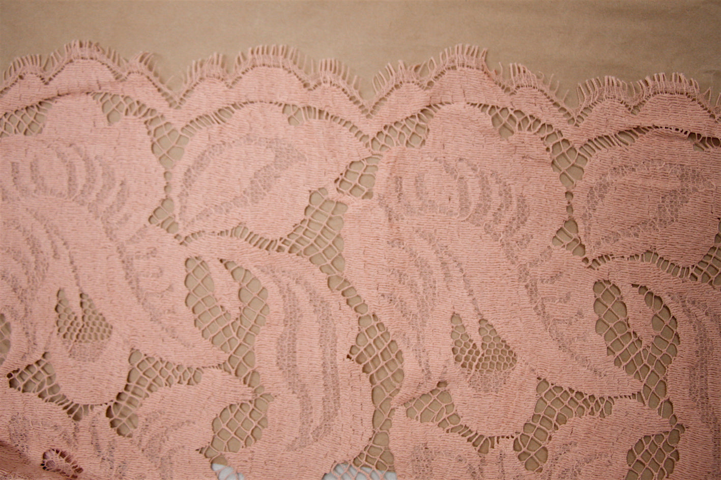 Elegant Apricot Lace Trim - Delicate Floral Lace Fabric for Wedding Dresses, Bridal Gowns, DIY Crafts & Home Decor