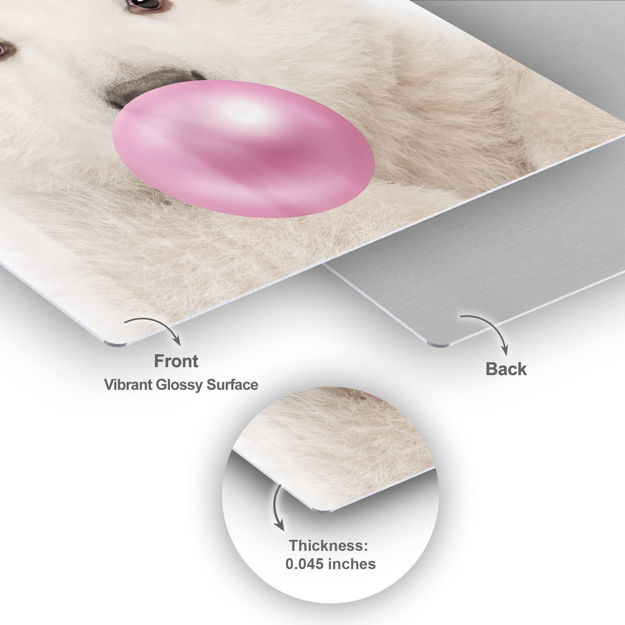 Polar Bear Chewing Pink Bubble Gum Metal Wall Art Print - 24x16 Inches, Animal Pop Art Decor for Office, Living Room, Bedroom & Nursery - Perfect for Kids Room, Modern Home Decor & Gift Idea