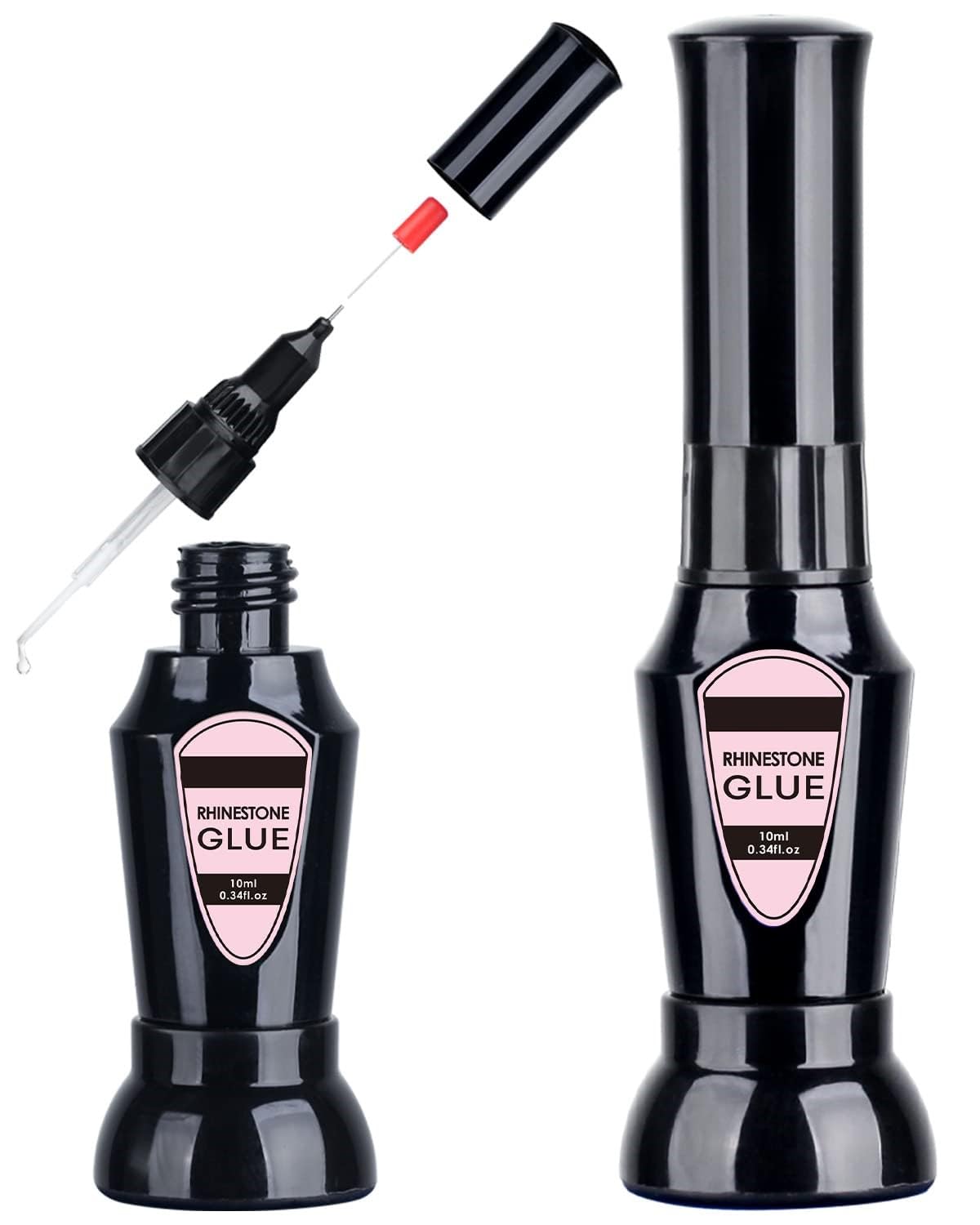 Rhinestone Nail Glue - 2 in 1 Precision Nail Adhesive with Brush & Pen Tip, 10ml Clear Gel for Nail Art & Jewelry Application (UV Cure Needed) - Perfect for DIY Manicures, Salon Nail Designs, and Rhinestone Embellishments