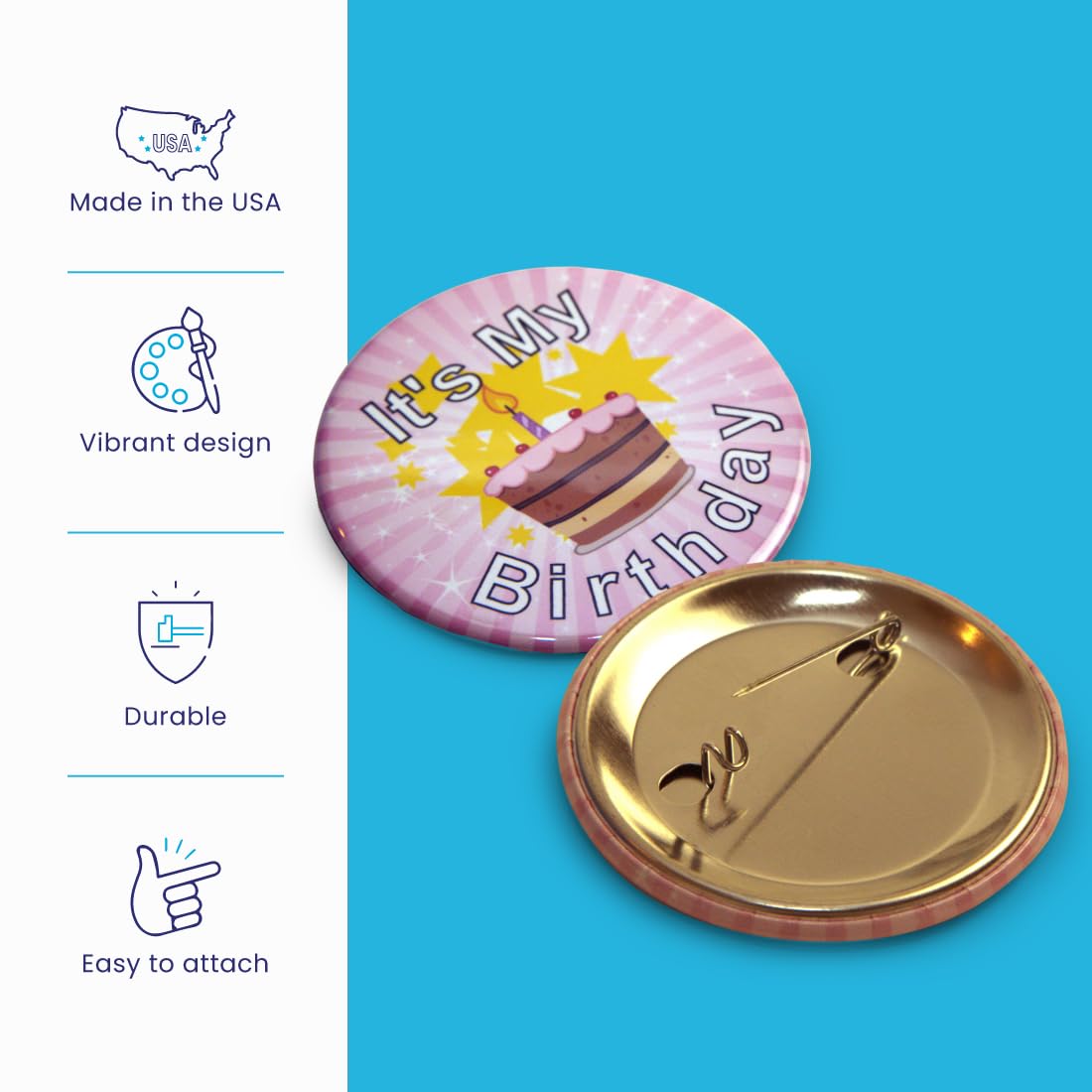 Secure ID Pink Birthday Button Pin - Cute & Stylish Badge for Celebrations, Parties, Gifts & Accessories