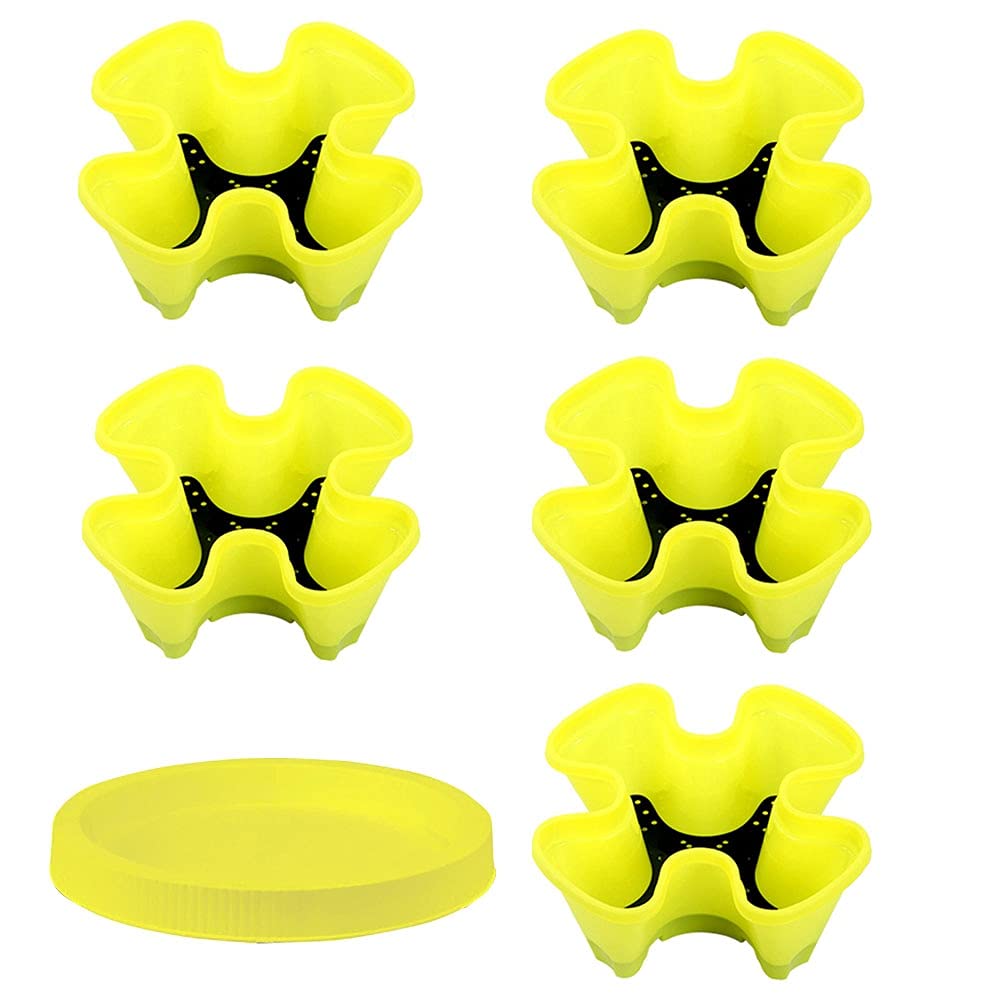 **Yellow Stackable Flower Plant Pots - Multi-Layer Vegetable, Melon, Strawberry & Fruit Growing Pots for Indoor Gardening - Perfect for Home, Balcony & Kitchen Herb Planting**