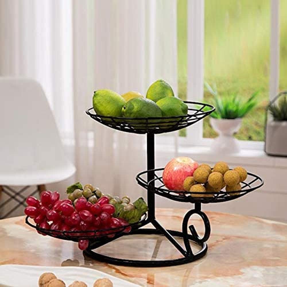 3-Tier Metal Fruit Basket - Hollow Design for Fruits, Vegetables & Bread | Perfect for Kitchen Counter, Dining Table & Party Display