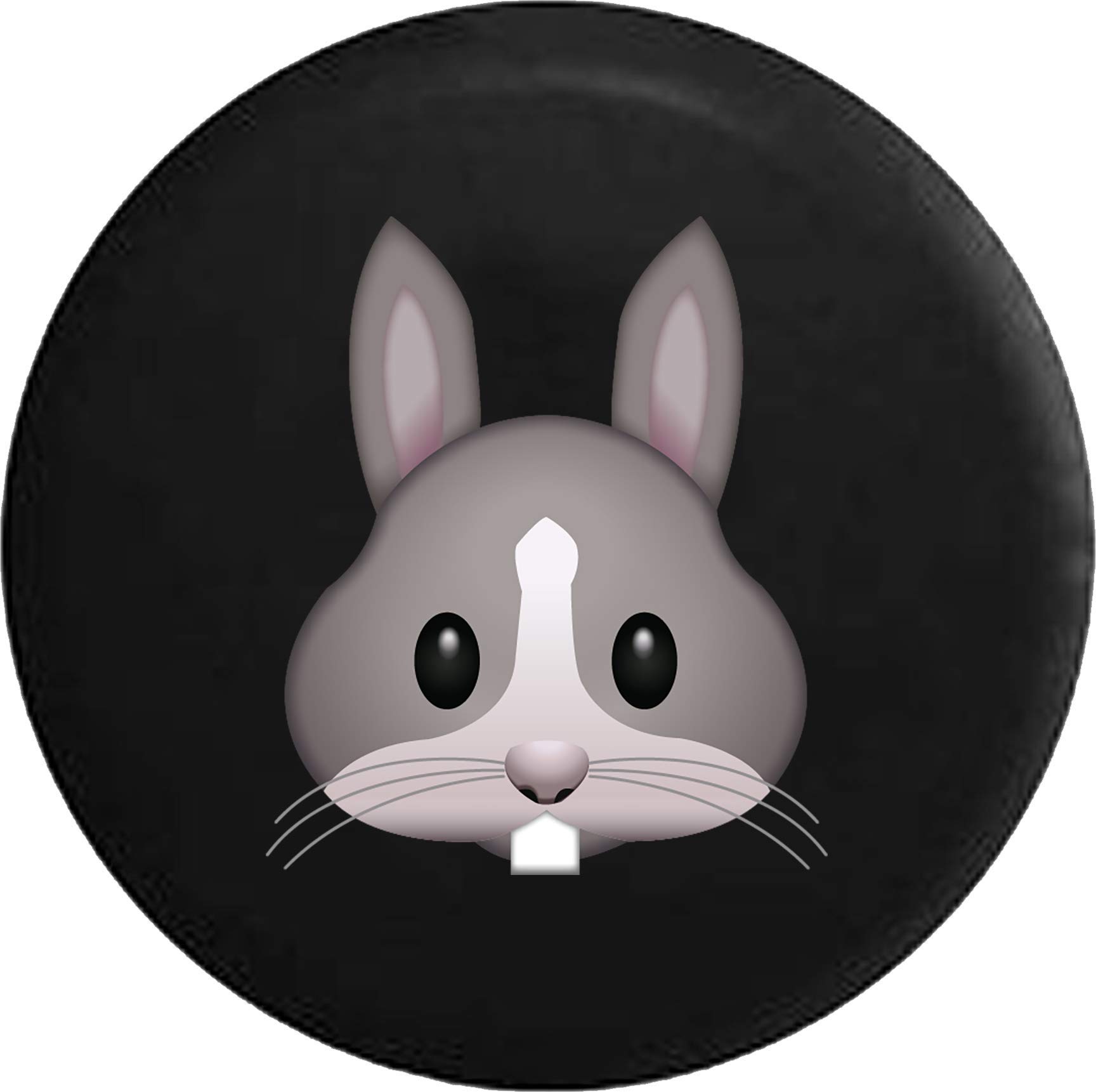 Cute Grey White Bunny Rabbit Emoji Tire Cover - 30 Inch for Cars, SUVs & Trucks - Waterproof & UV Resistant for Outdoor Travel & Camping