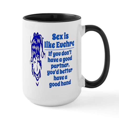 White/Black Inside - Sex Is Like Euchre Large Mug